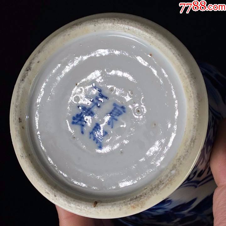 清光绪青花细路缠枝莲开窗富贵白头纹观音瓶-彩绘瓷/彩瓷-7788瓷器