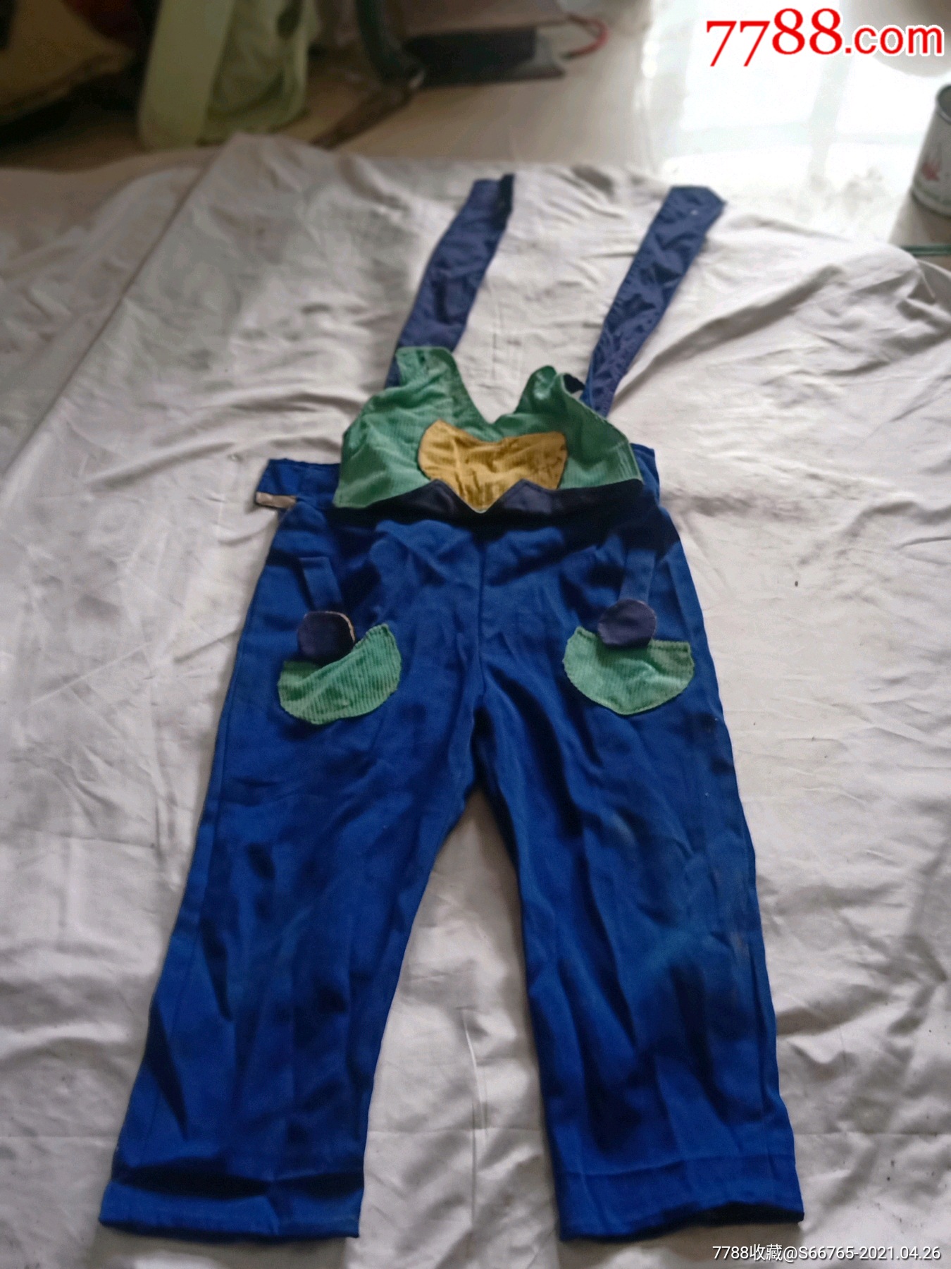 怀旧老蓝布儿童背带裤