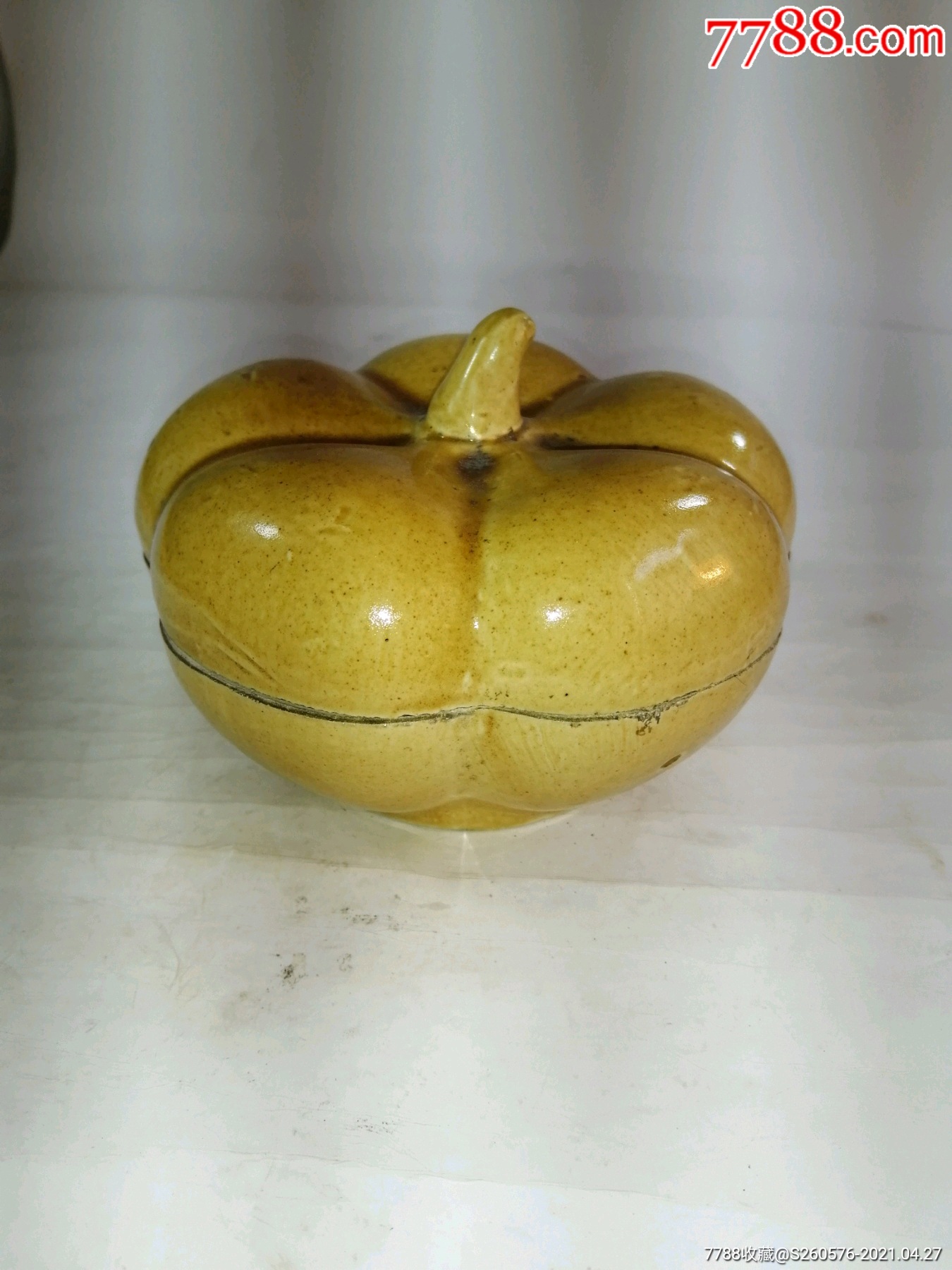 67十年代南瓜罐-价格:39元-au26256220-黄釉瓷 -加价-7788毛笔收藏