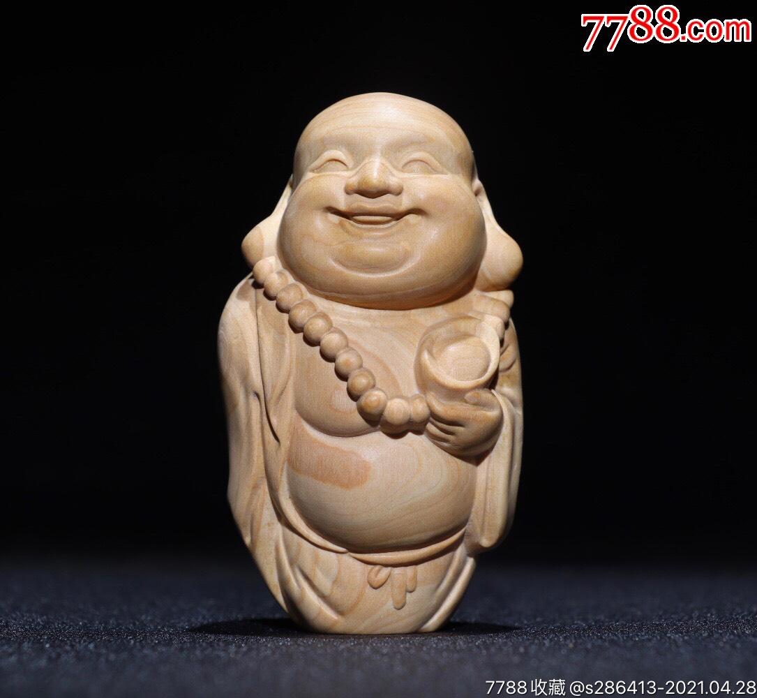 黄杨木精工雕刻弥勒,高8厘米,宽5厘米,重72克,_价格85元_第1张