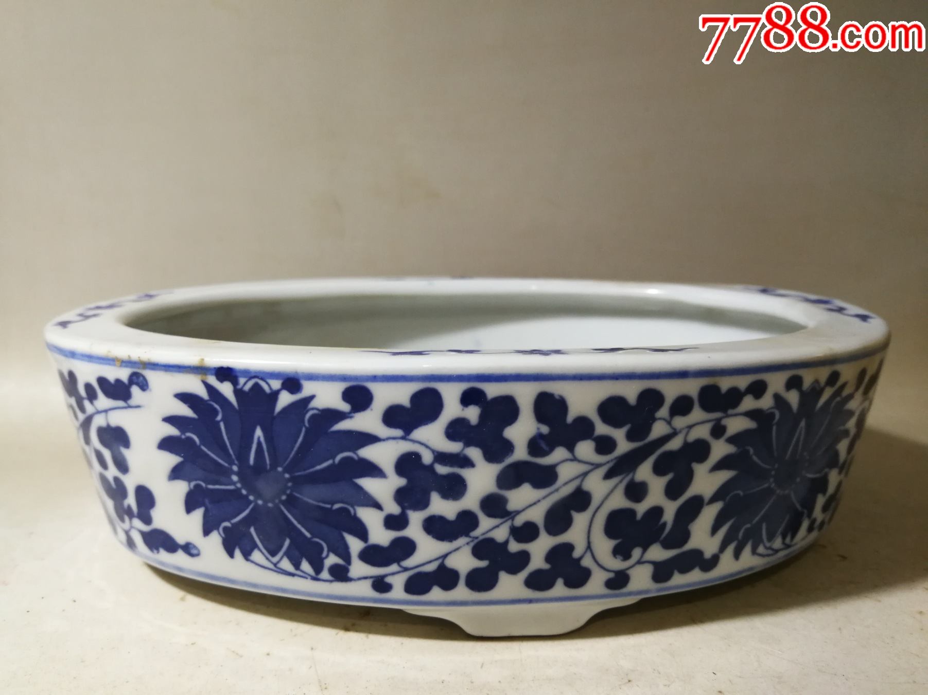 篆书款景德镇青花花盆一个非常漂亮旧的