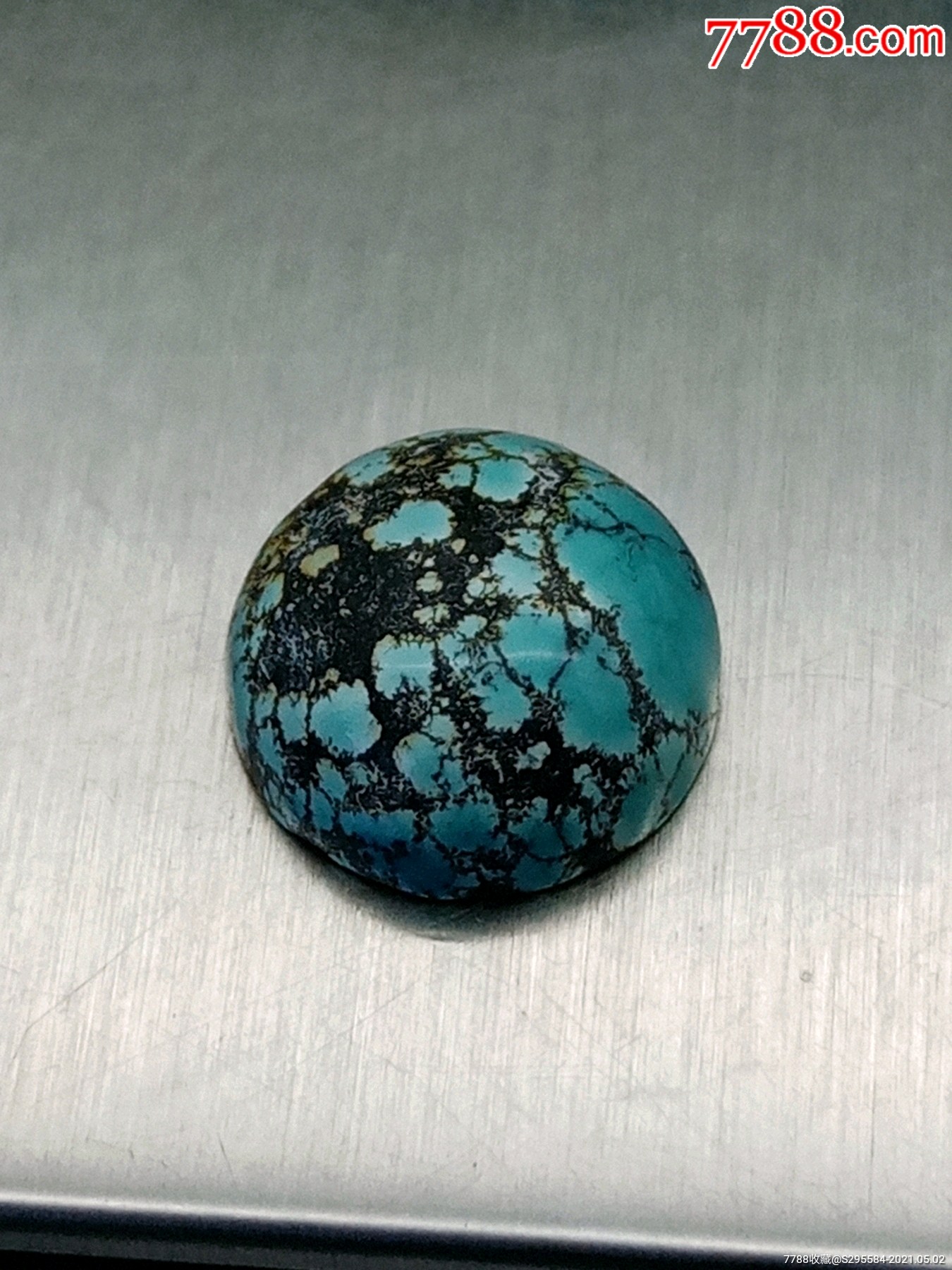 纯天然绿松石高瓷蓝网花裸石