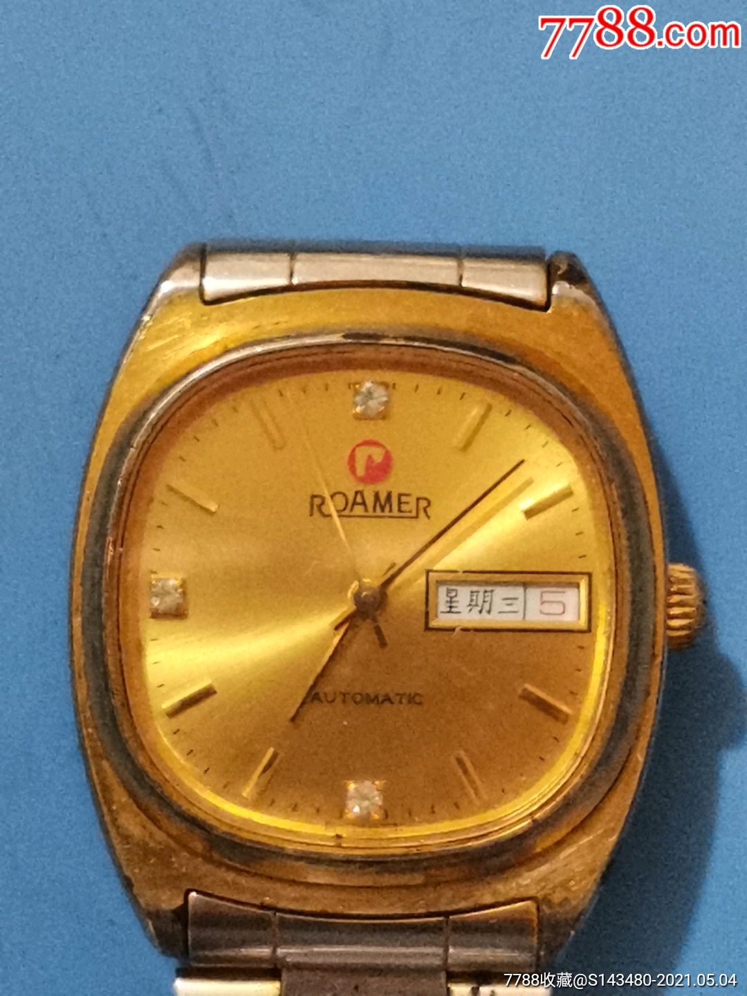 镀金镶钻老罗马手表