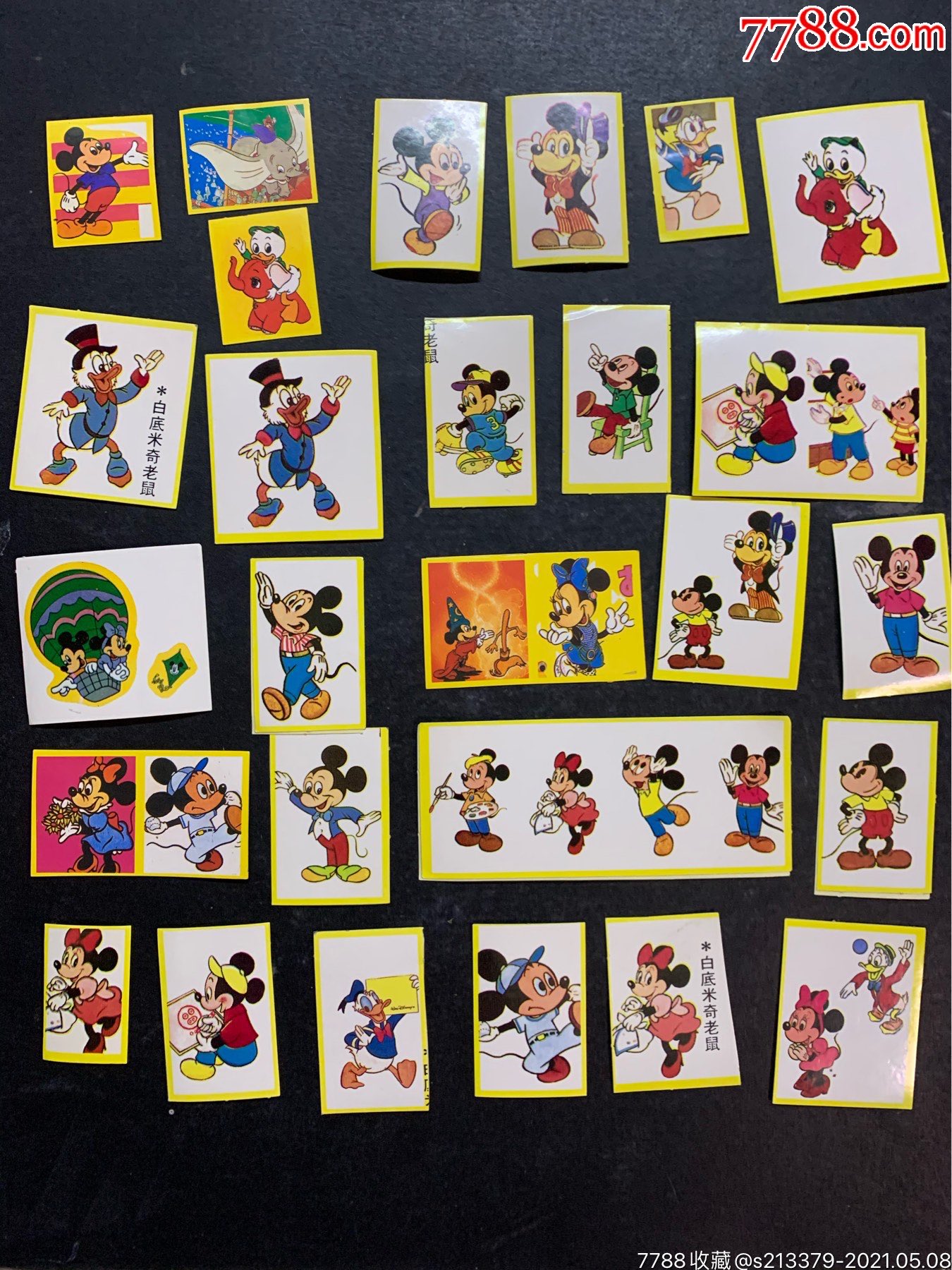 一堆迪斯尼黄边贴纸合拍