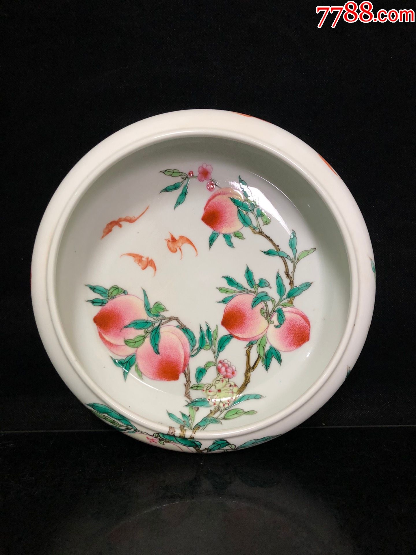 粉彩五福九桃纹笔洗-彩绘瓷/彩瓷-7788瓷器