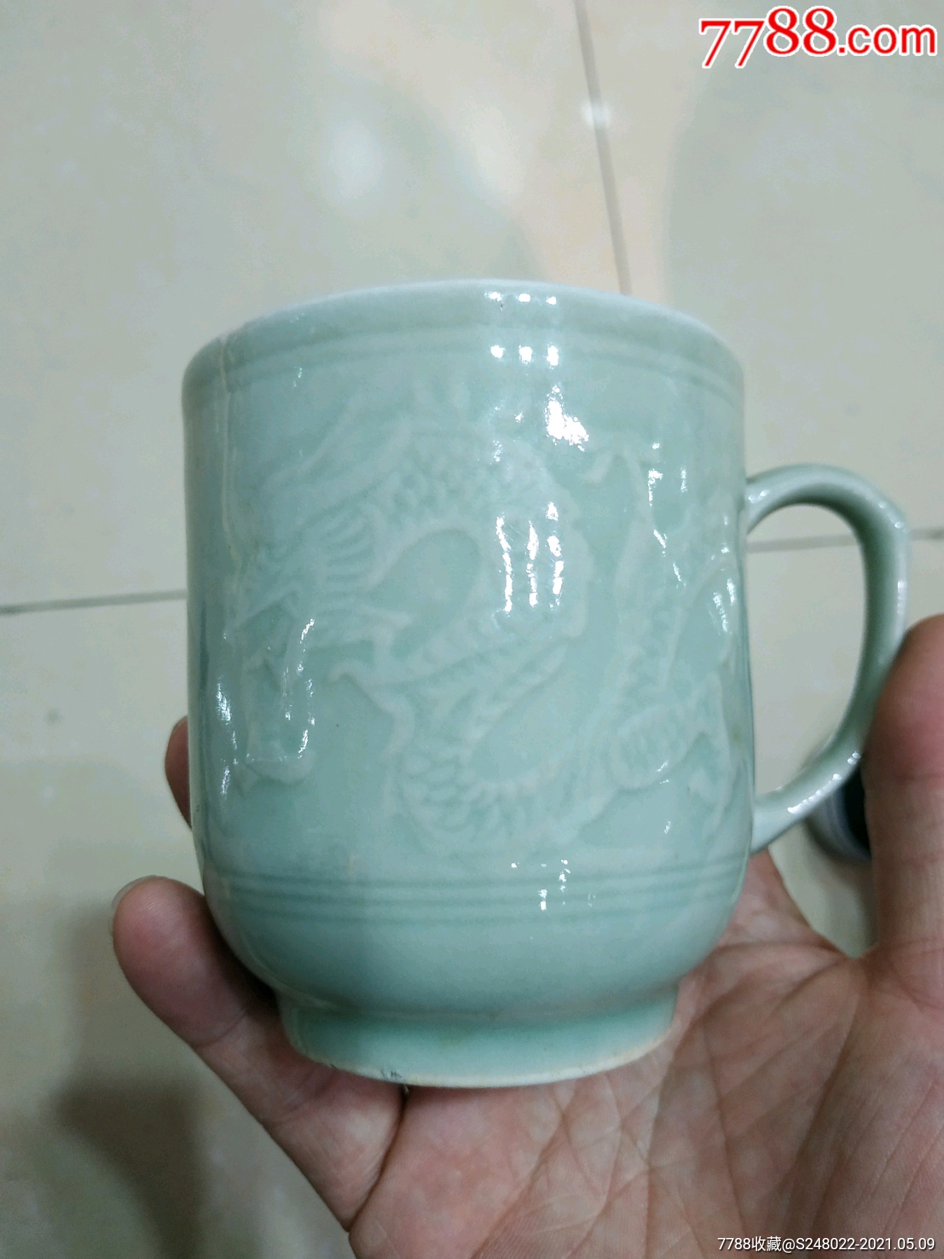 龙凤青瓷杯龙泉窑茶具茶杯龙凤图案