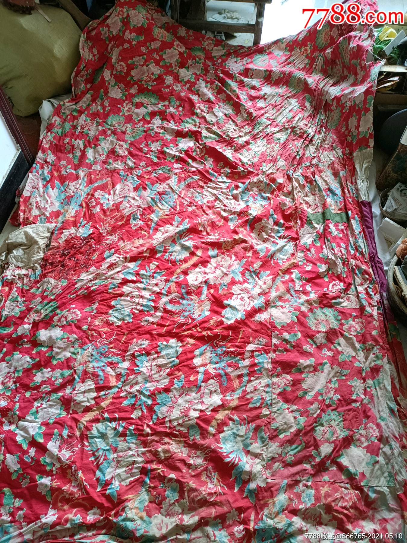 怀旧老龙凤牡丹大棉被面