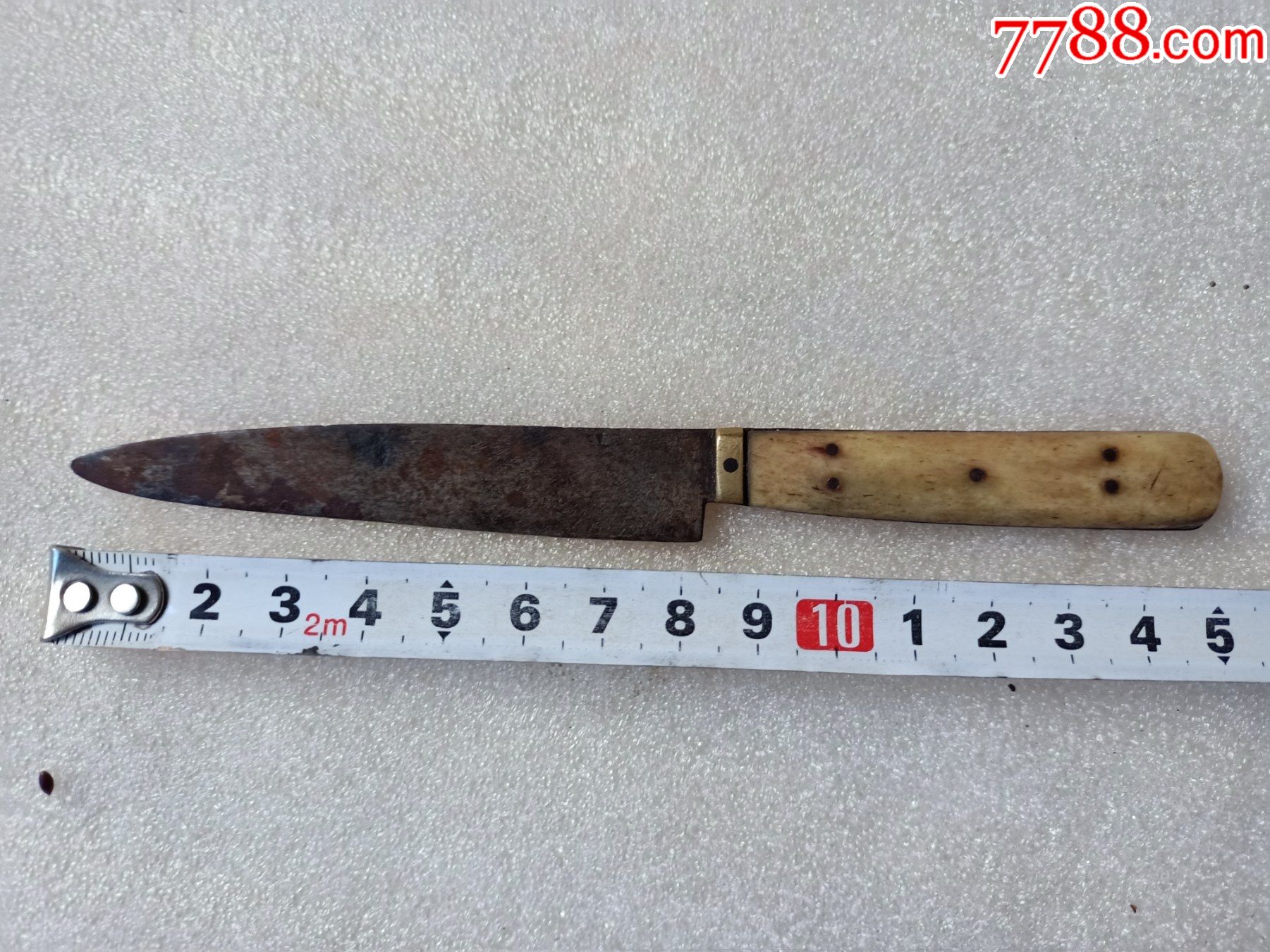 民国左右骨柄裁纸刀b444有铜边骨柄有一片断过有修图可见品相如图