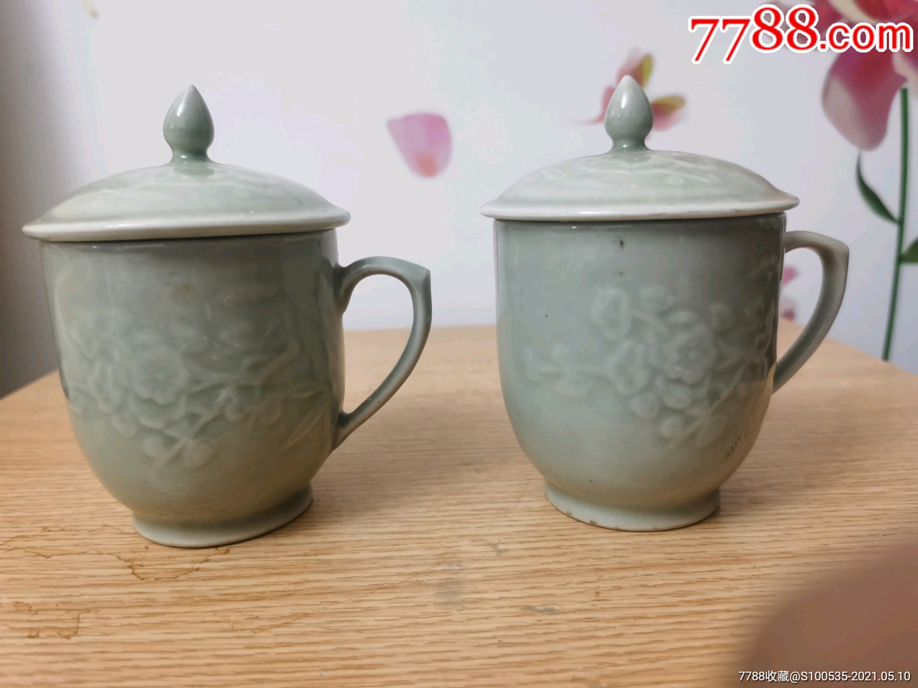 青瓷梅花杯子一对_价格158元_第1张