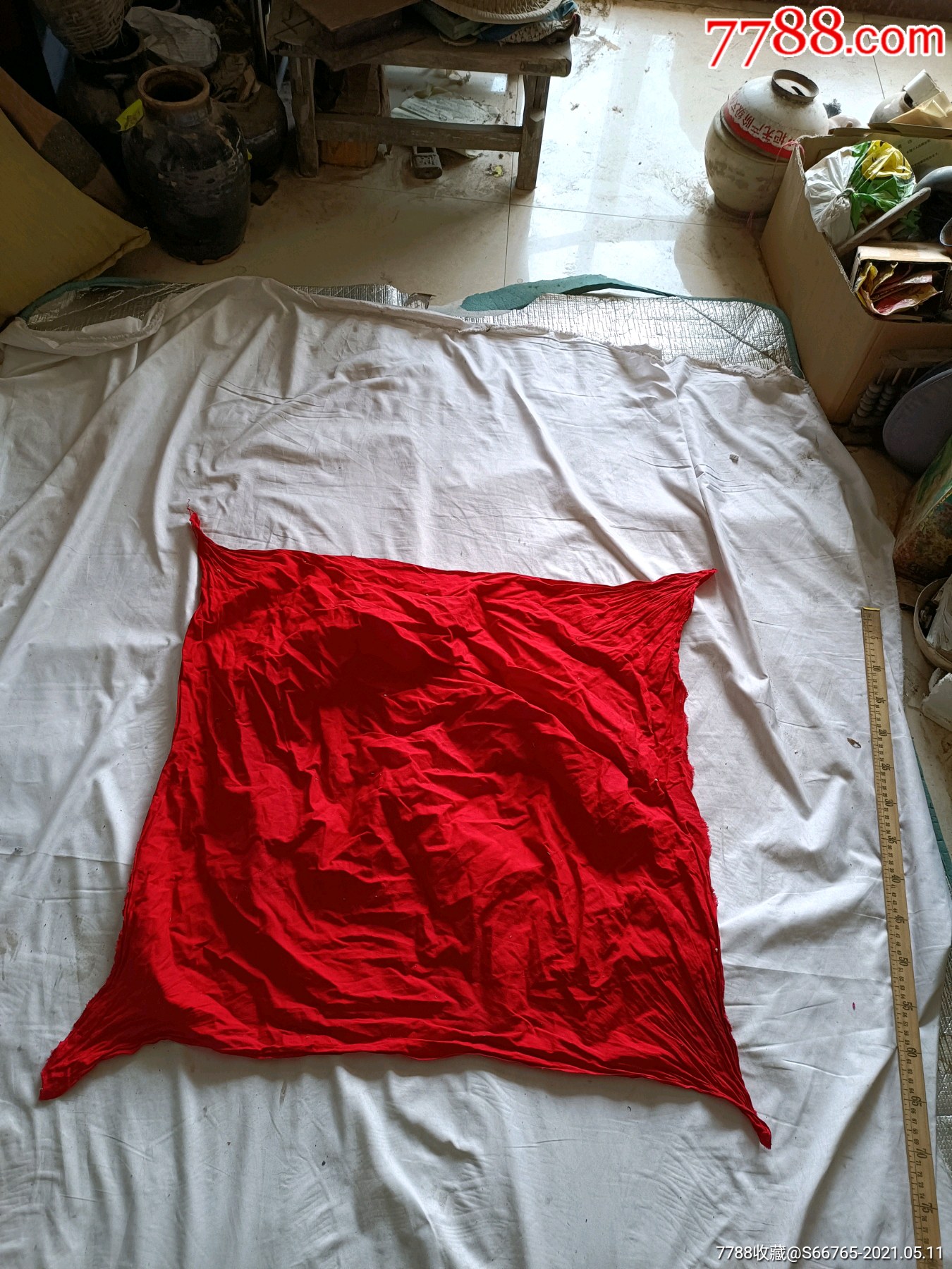 怀旧老红洋布包裹皮_包袱皮/包裹皮_燕的古玩店