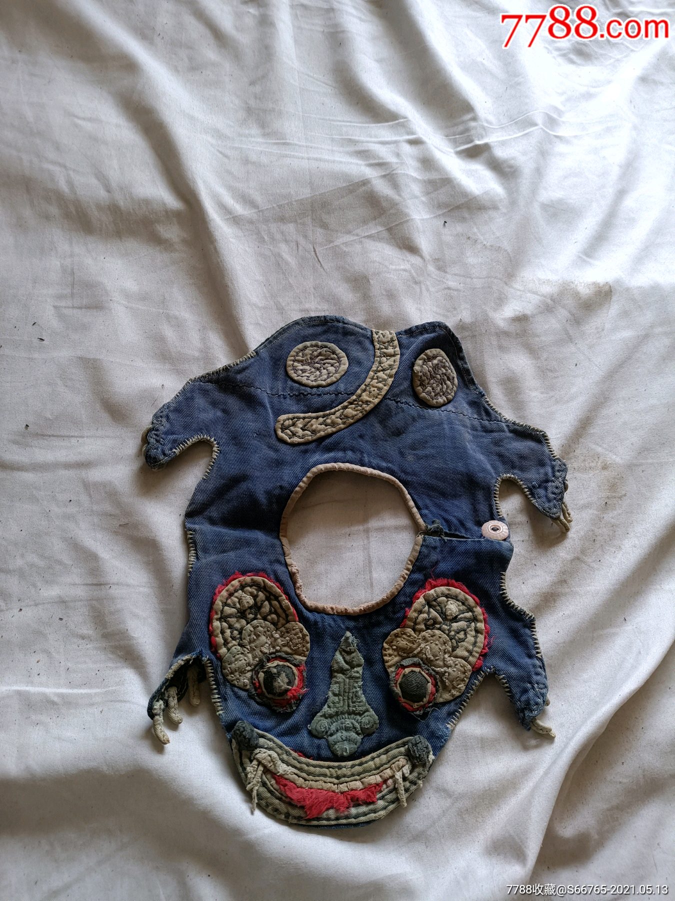 怀旧少见民国老手工绣花棉布老虎围脖