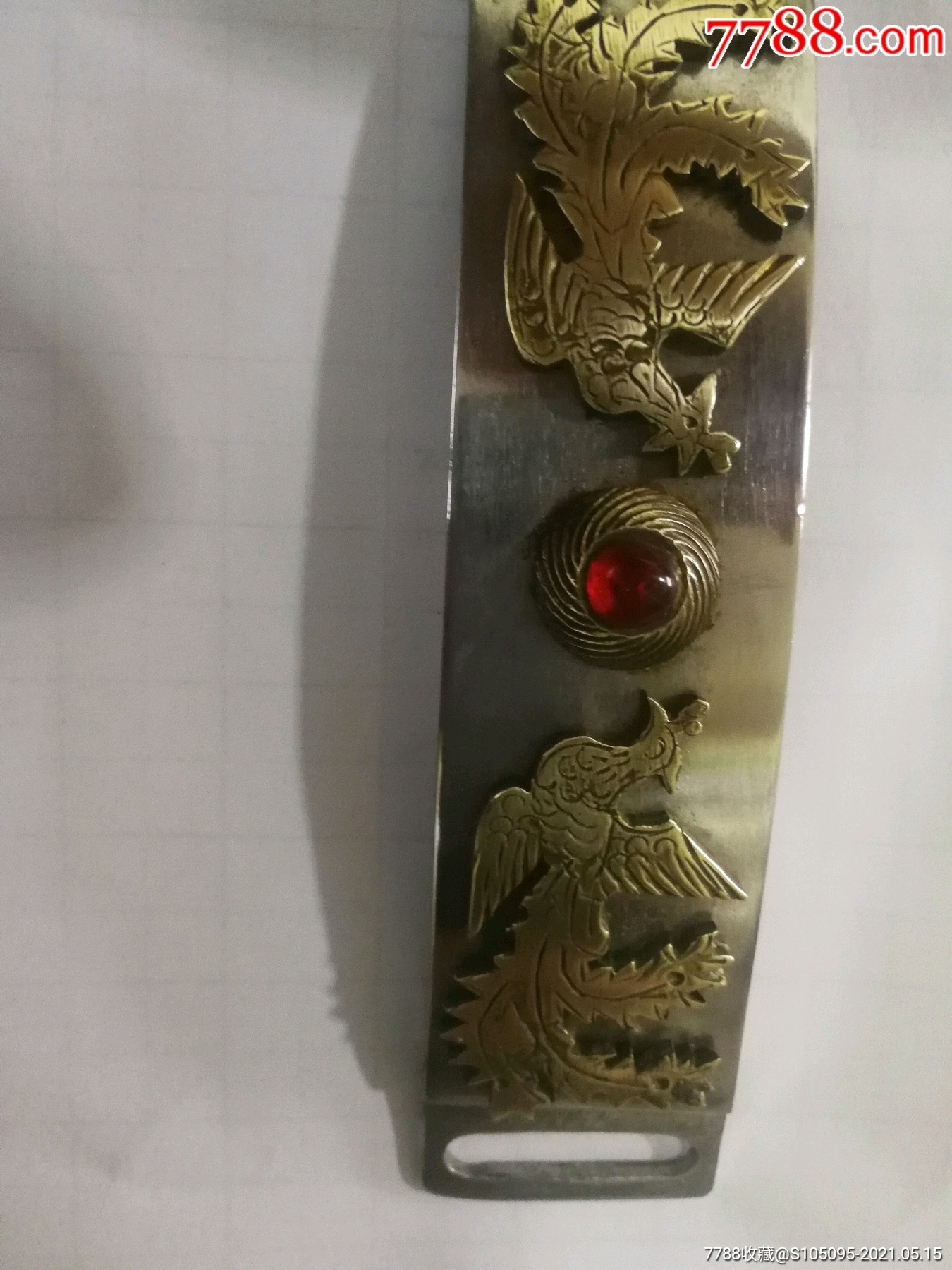 白钢双鳯嵌铜裤带卡扣