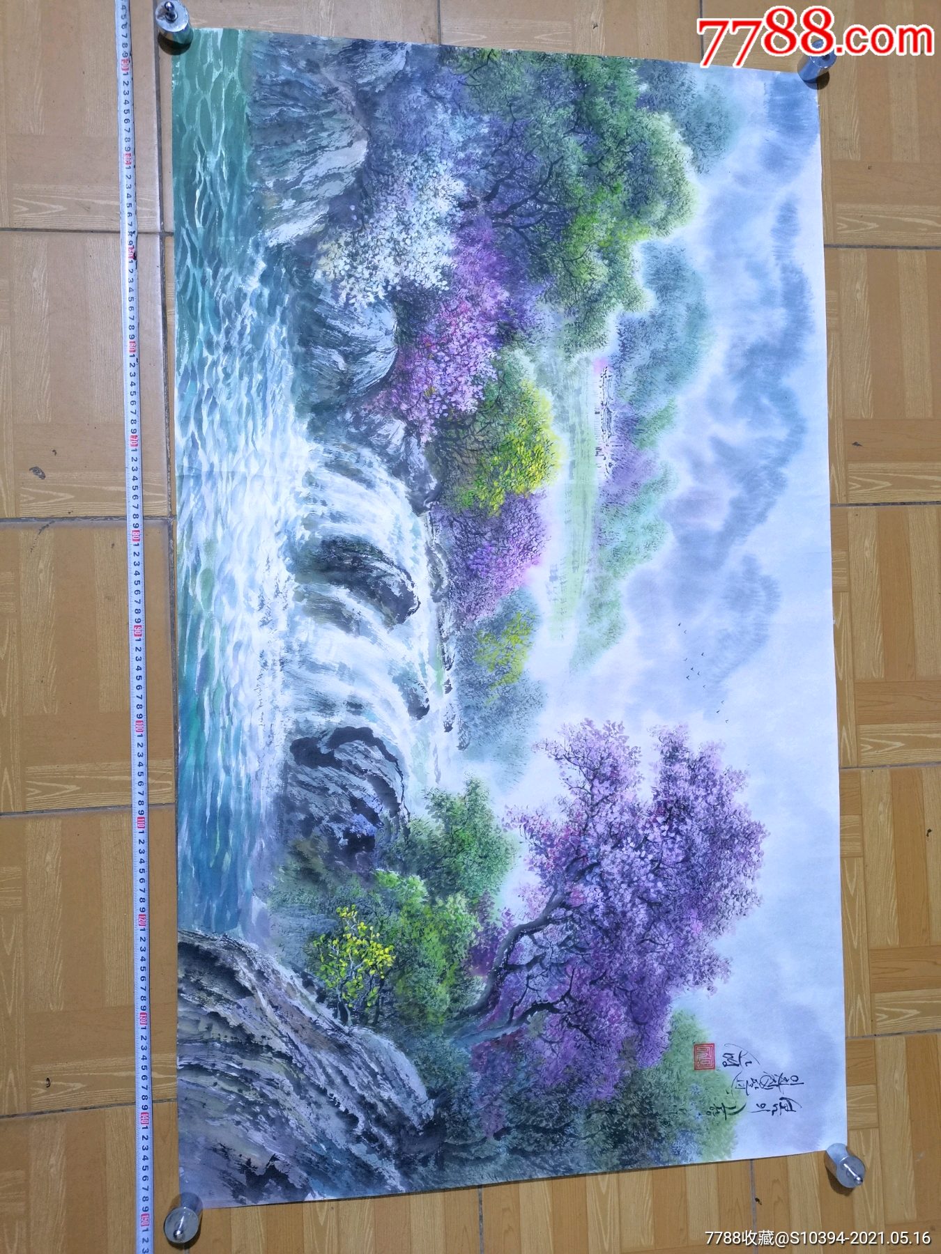 青山綠水大山水畫未裱名家之作,120*73釐米的,2,大氣漂亮的