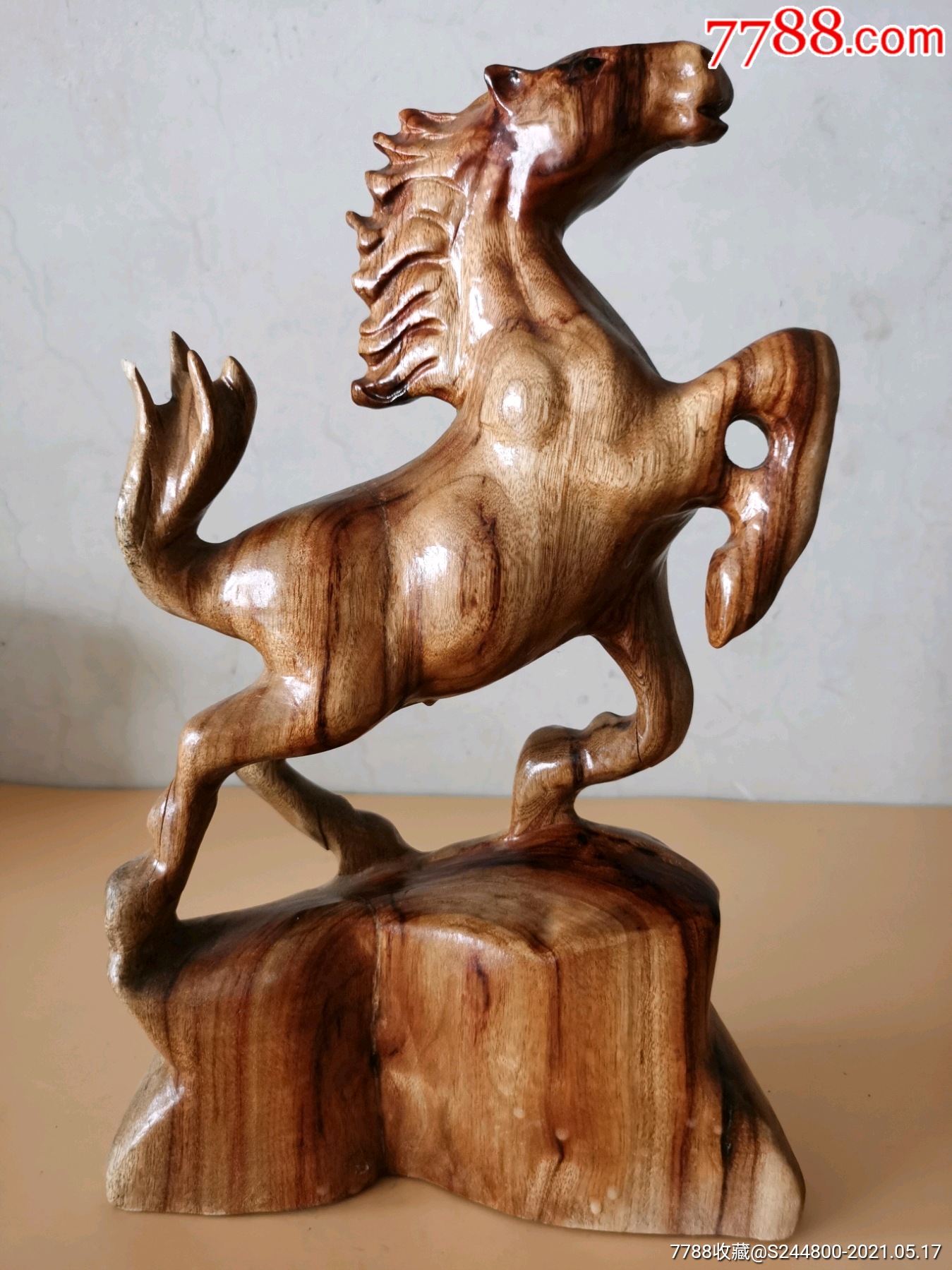 纯手工雕刻马到成功摆件