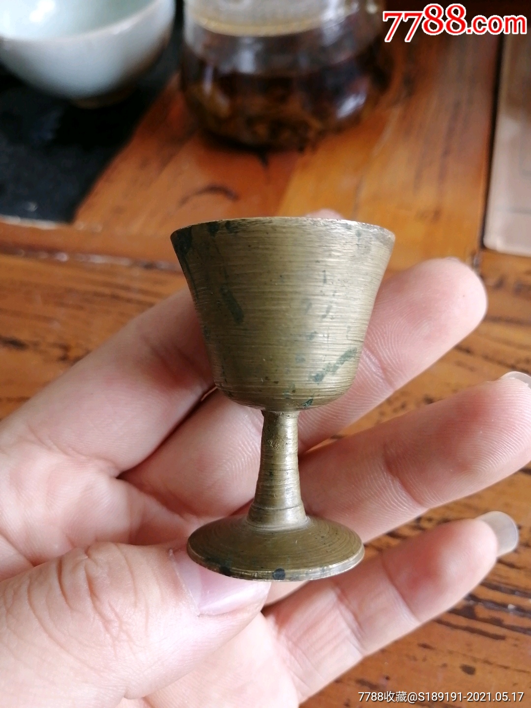 开门民国铜酒杯