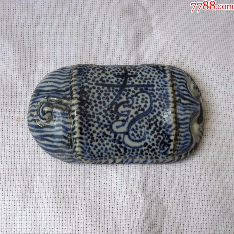 老青花瓷脉枕医用号脉枕青花虎头枕虎撑_价格600元_第1张