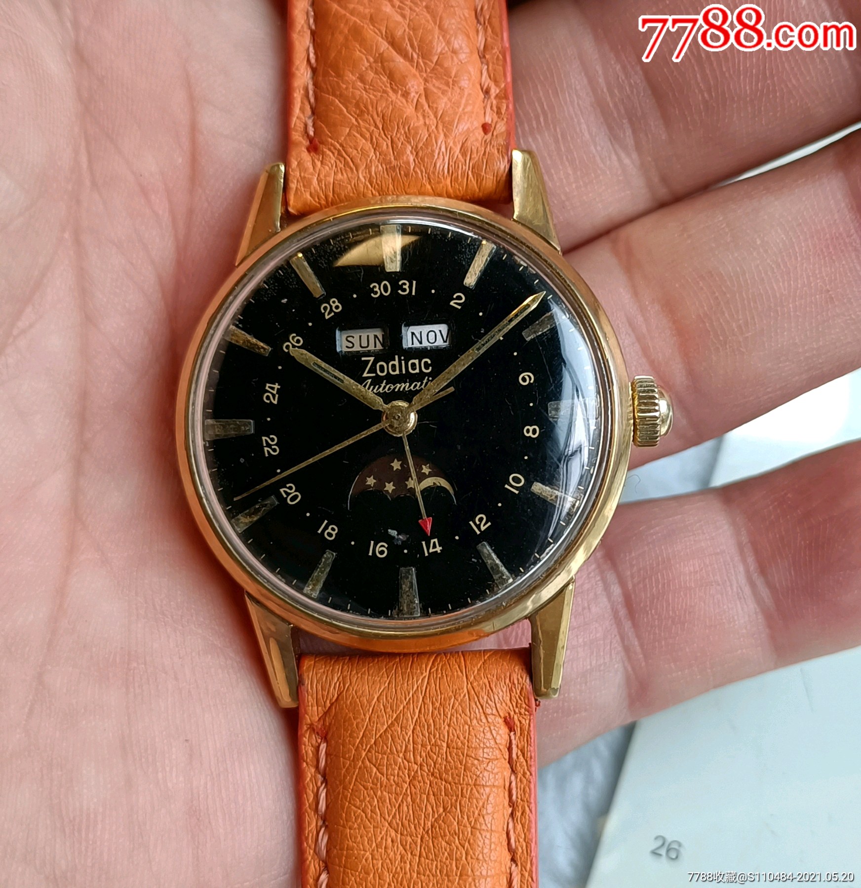 苏迪亚四重日月星辰原装黑盘月相自动机械,非欧米茄浪琴表_手表/腕表