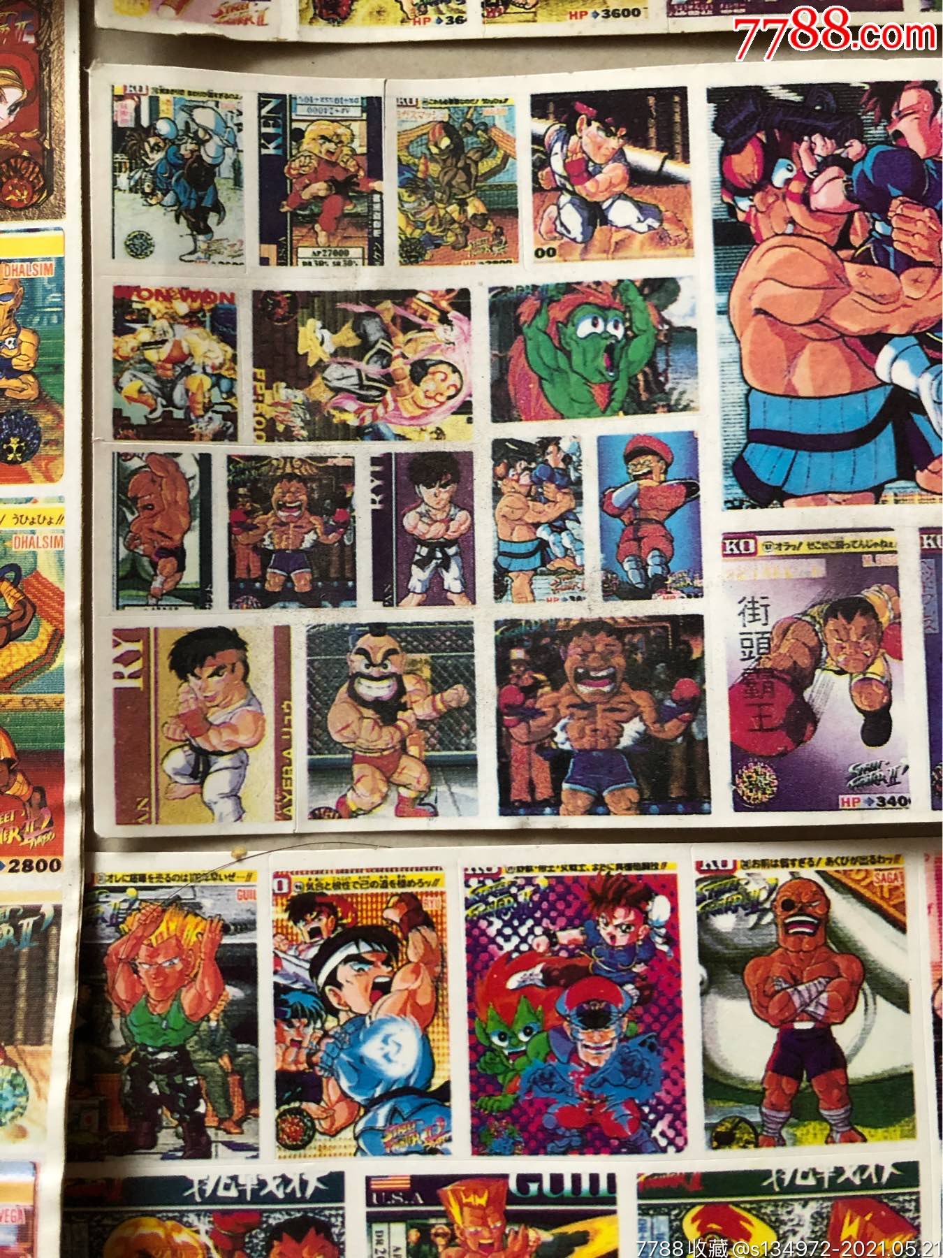 老贴纸,街头霸王游戏贴纸,整版,黄边白边贴纸.