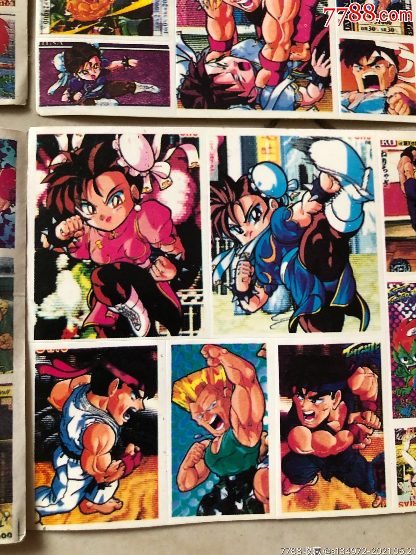 老贴纸,街头霸王游戏贴纸,整版,黄边白边贴纸.