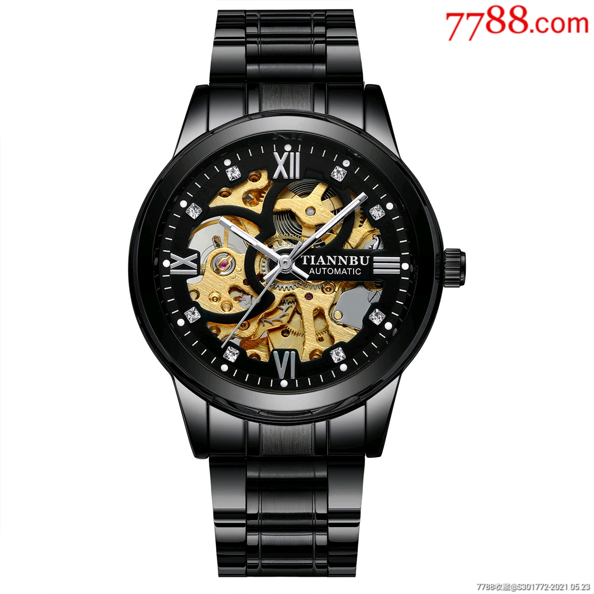 全自动机械表夜光防水镶钻男士手表送礼物