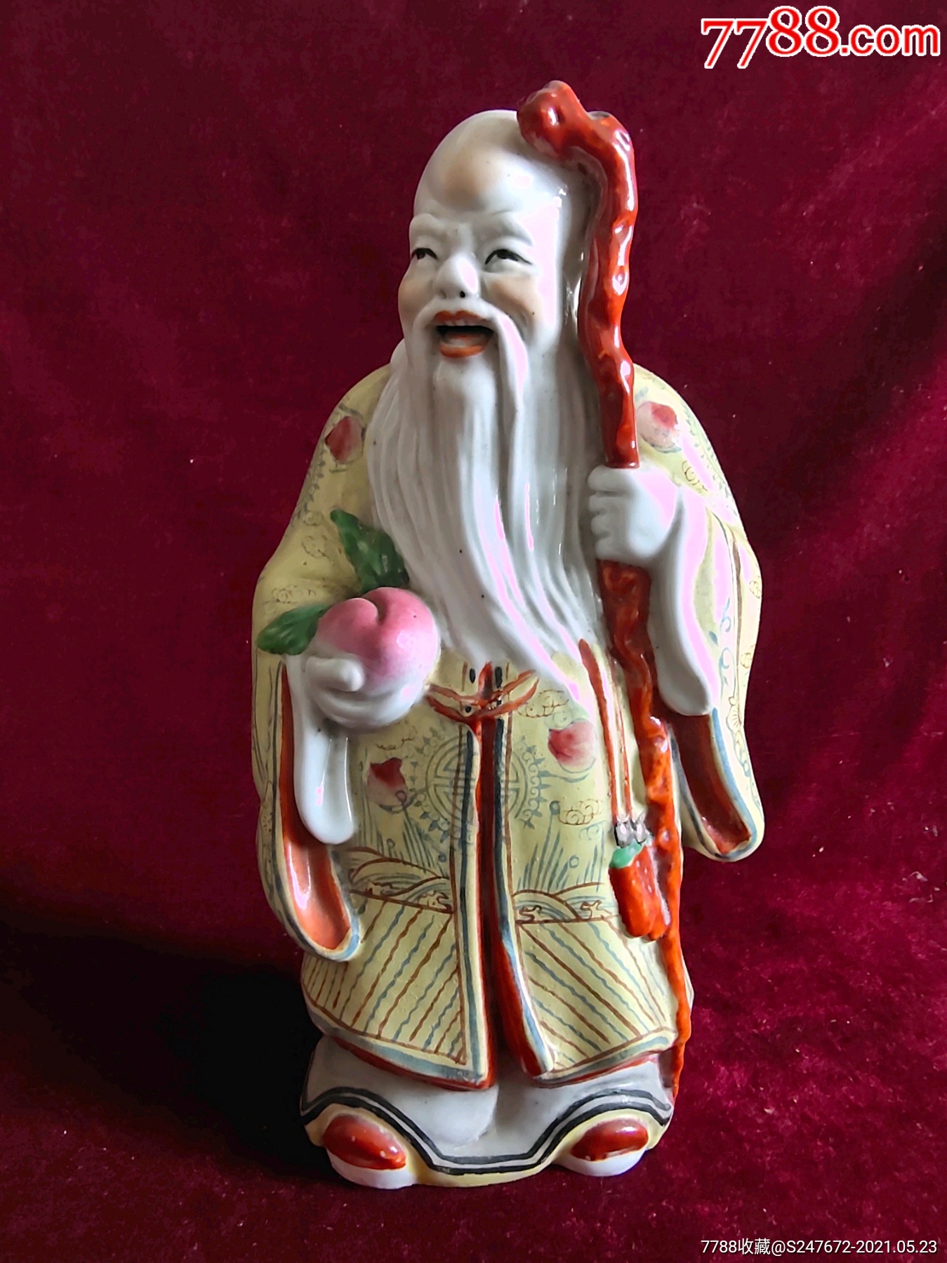 解放初寿星献桃人物摆件