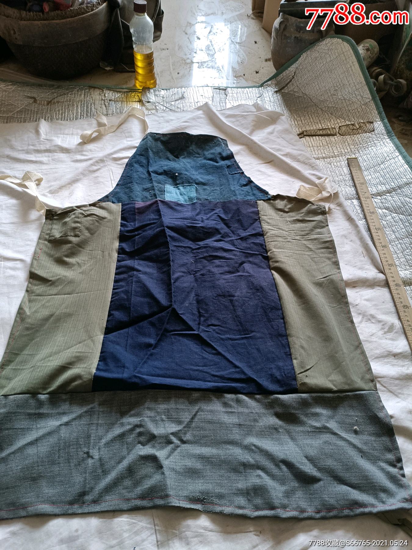 怀旧老手工补丁拼接棉布围裙