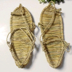 一对天然草编草鞋手工编织一对