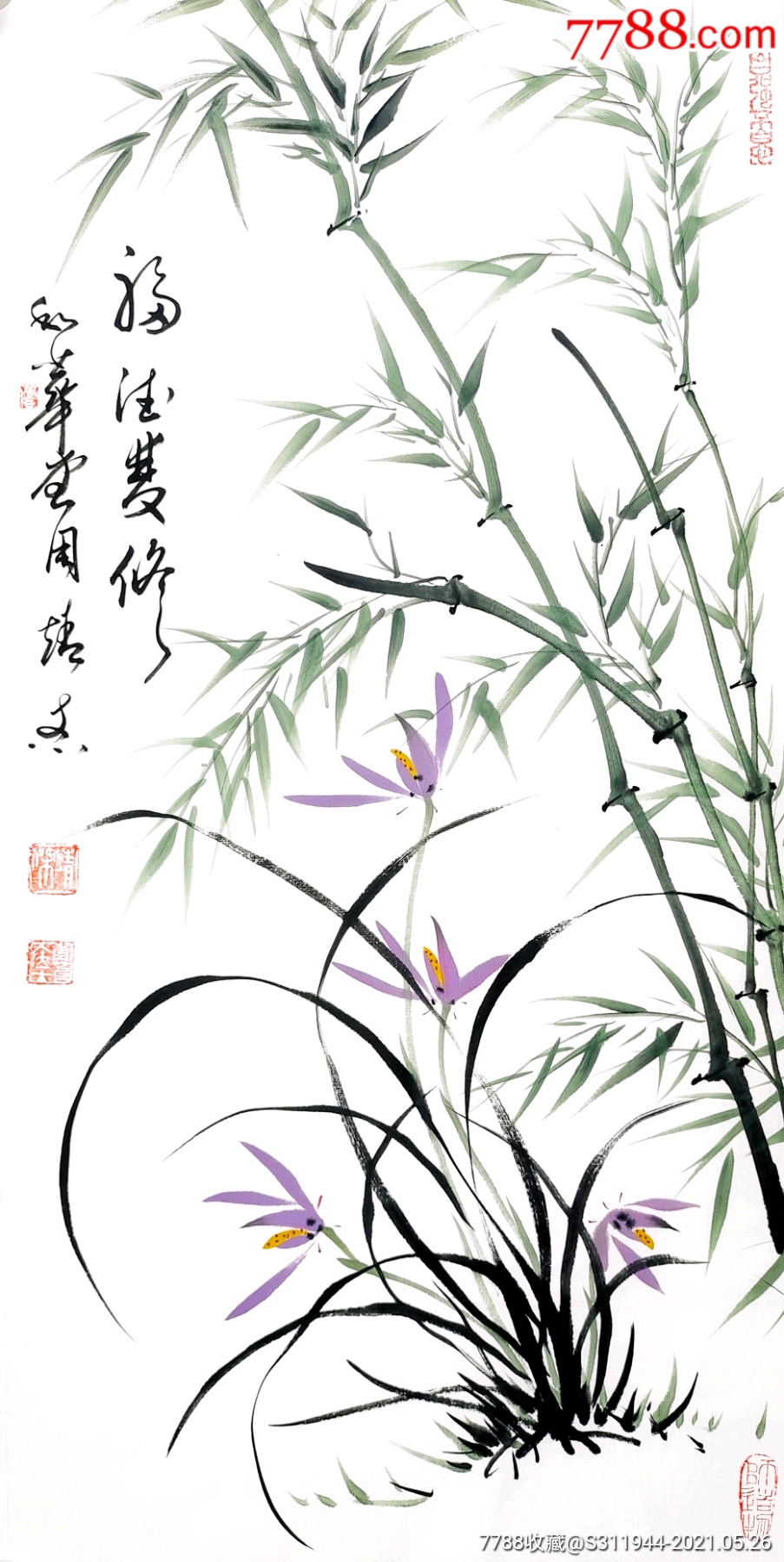 新店放漏纯手绘兰竹周靖杰教授作品_花鸟国画原作【和华堂周靖杰书画