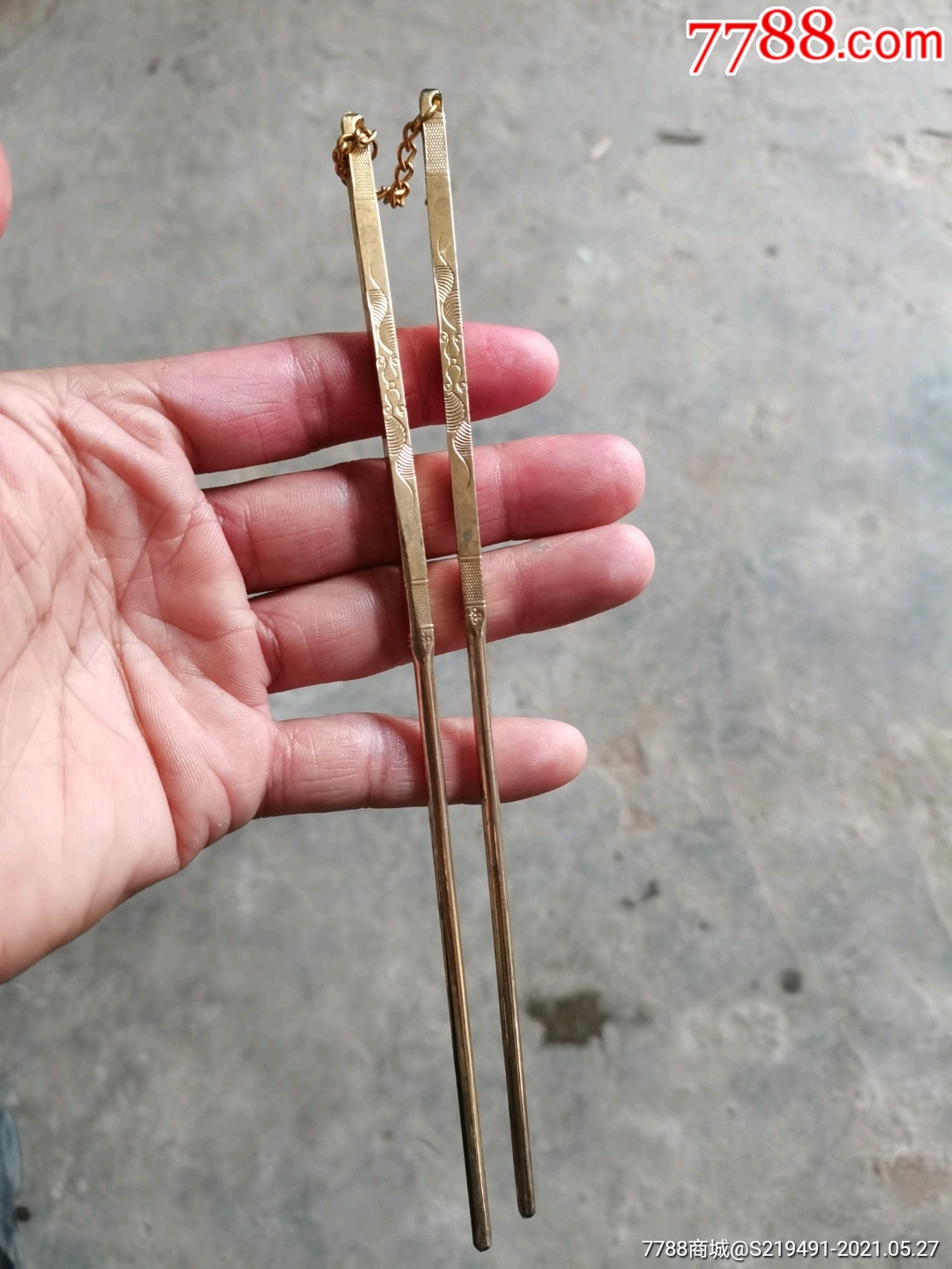 民国铜鎏金筷子