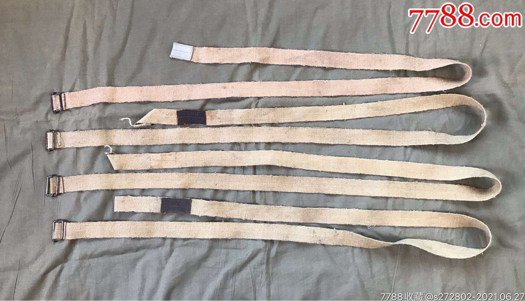 八國(guó)聯(lián)軍侵華遺留物資（法軍）麻布被裝帶4條合拍_價(jià)格100元【津美集藏】_第1張_