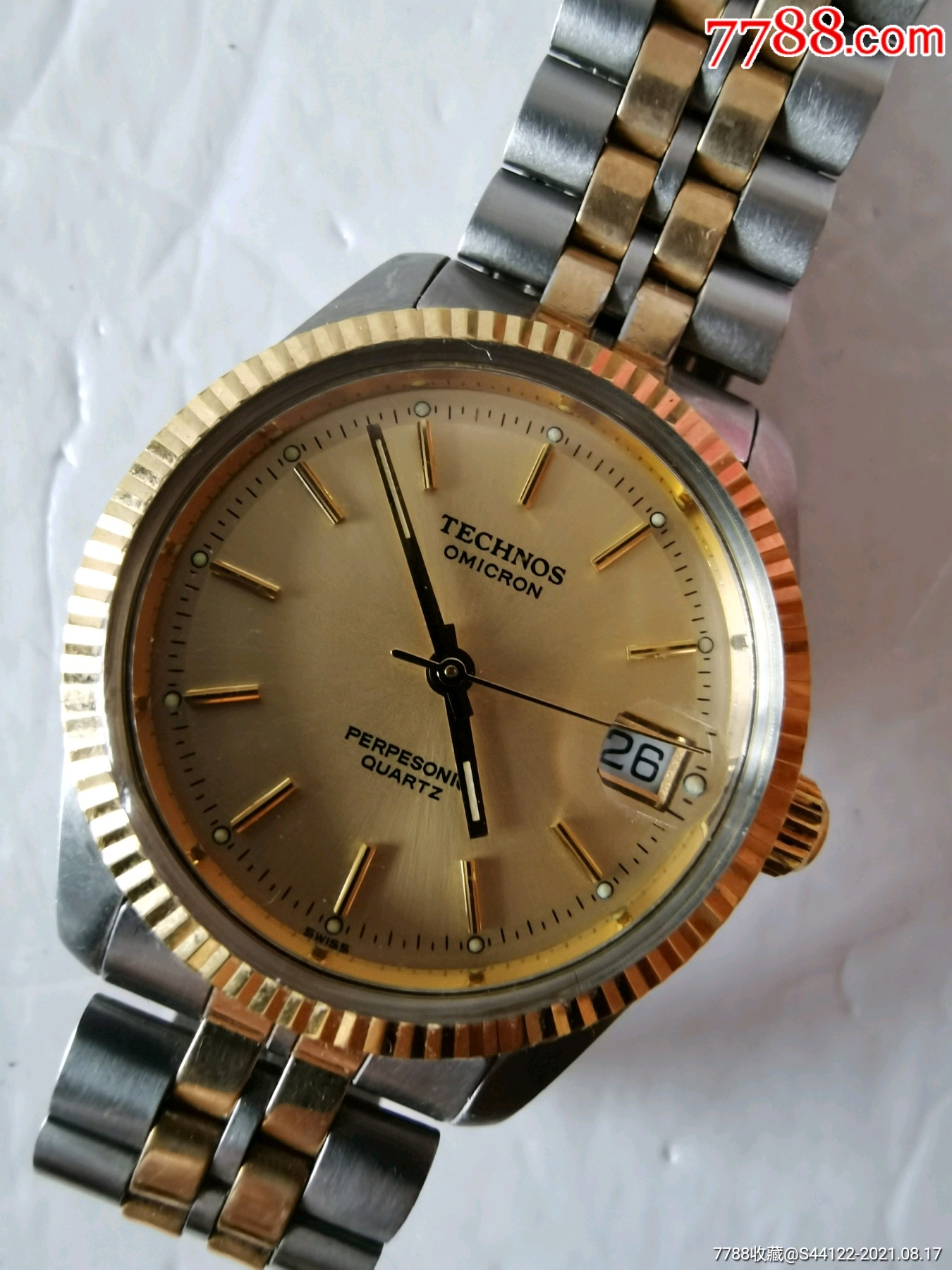 稀少天克诺金圈男士石英手表