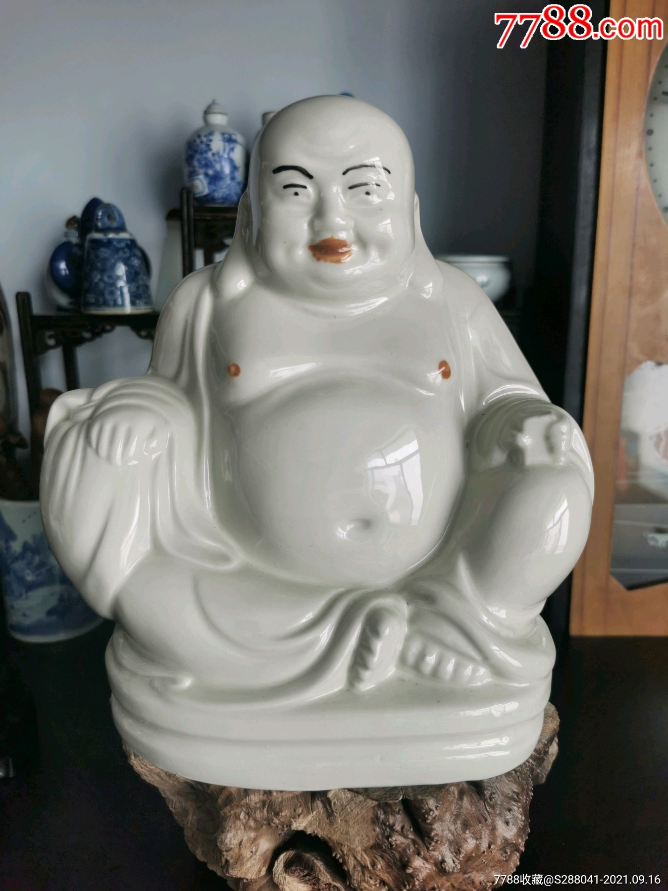 石膏挂釉弥勒佛老佛像老物件收藏品摆件