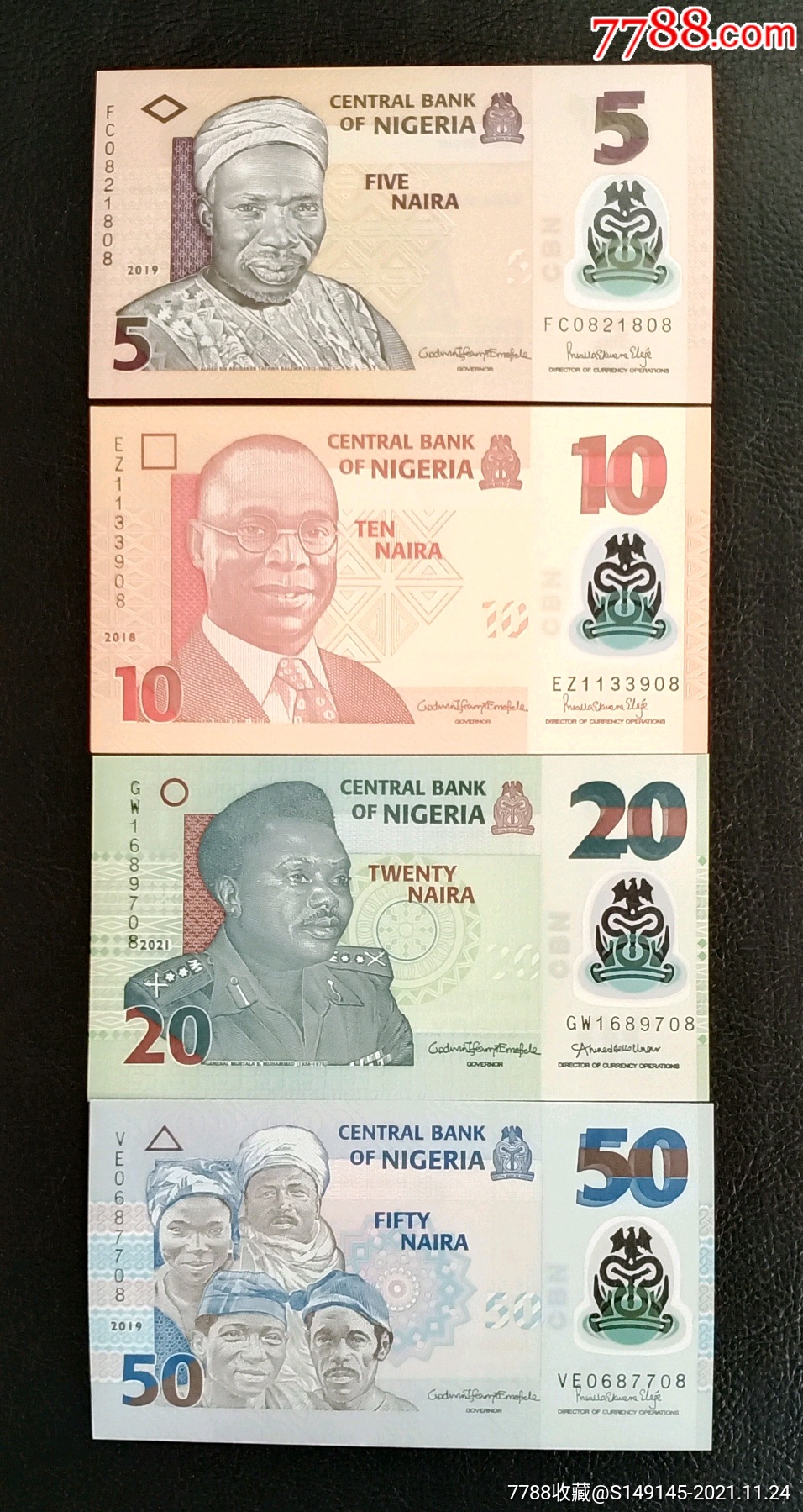 包邮尼日利亚塑料钞一套四张