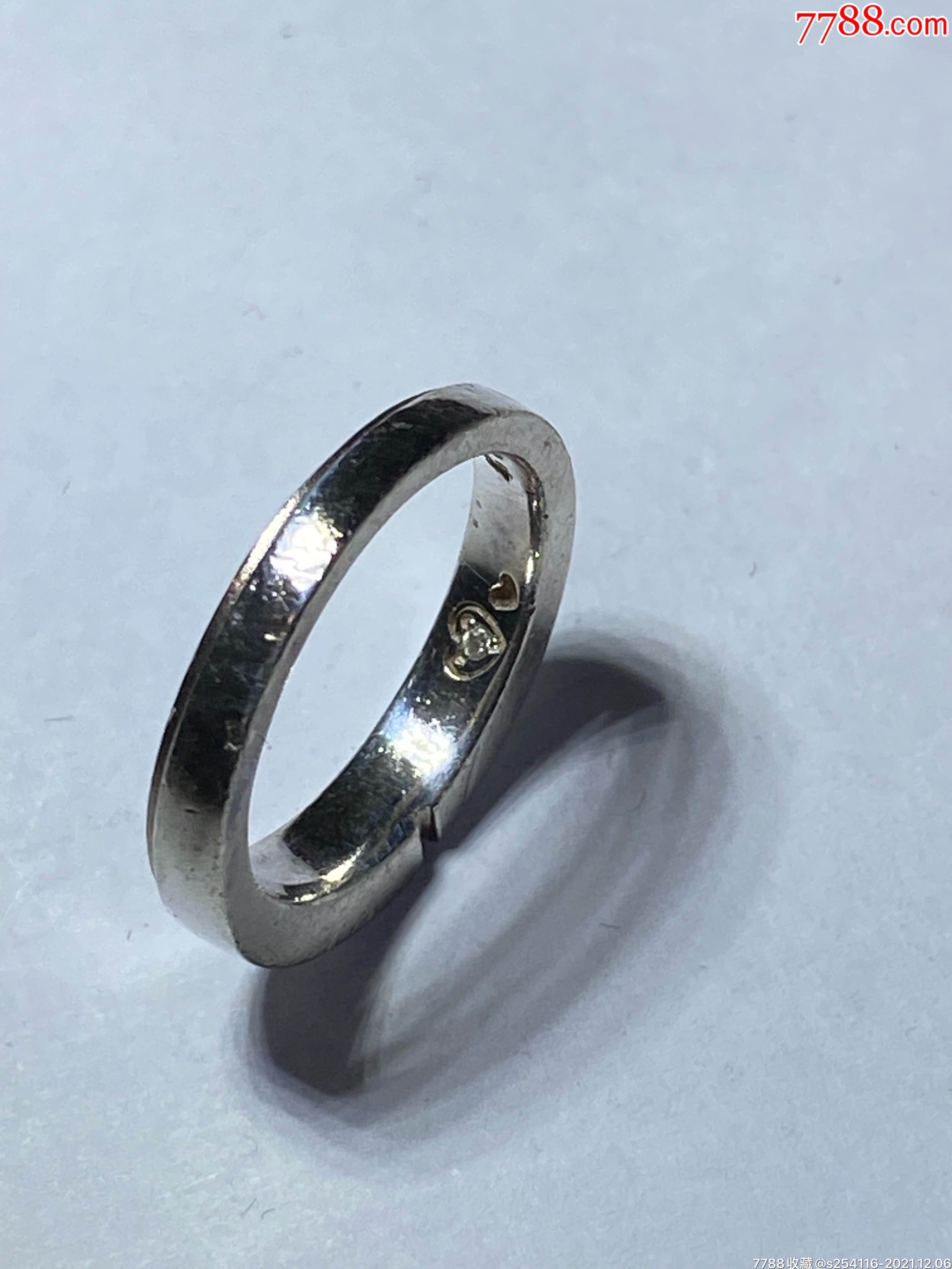 日本4℃戒指天然钻石镶嵌戒指内侧镶嵌7号重3.