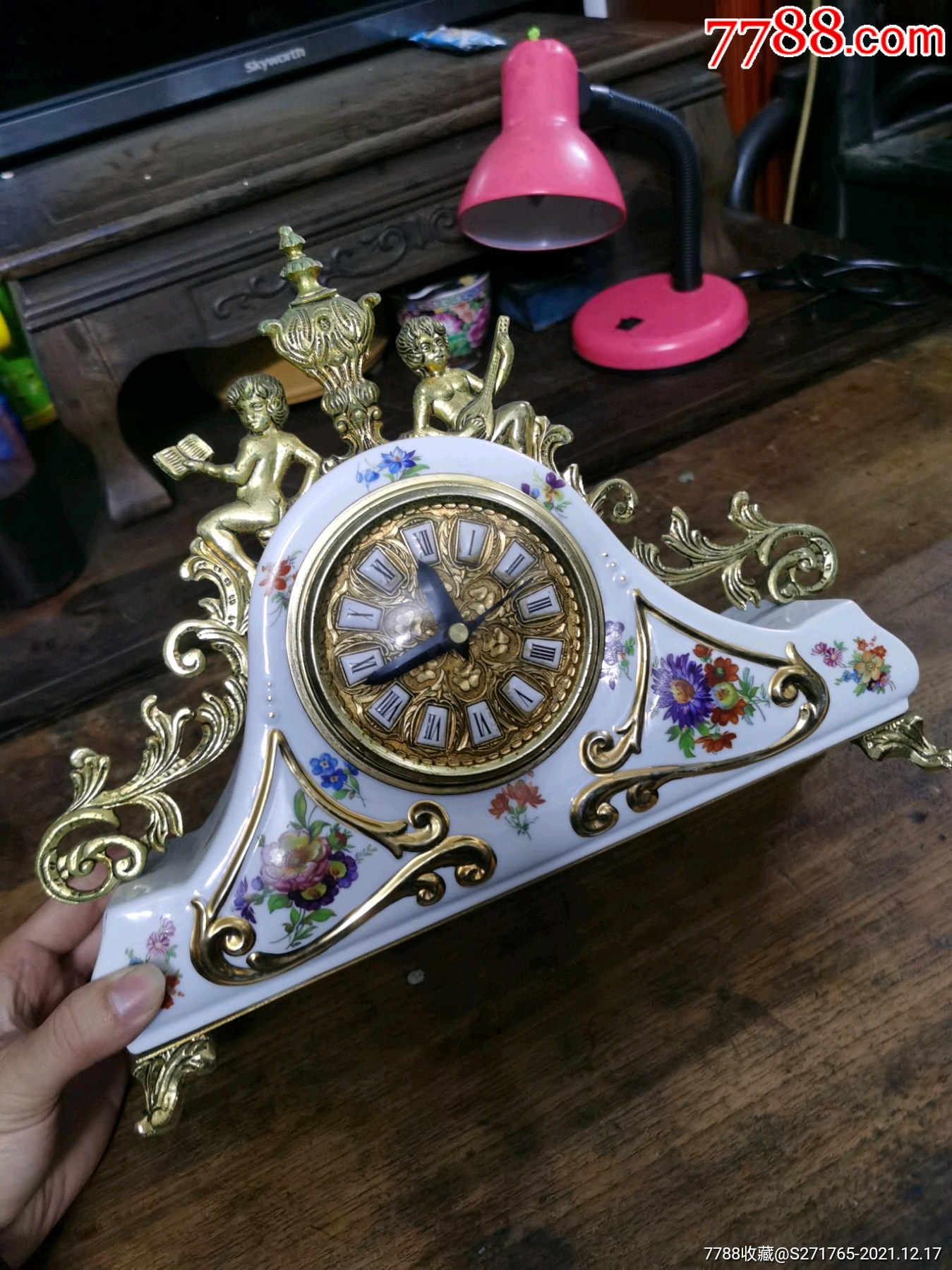 西洋陶瓷天使金属镀金坐钟时钟-价格:199元-au28687906-座钟/落地钟 -加价-7788收藏__收藏热线
