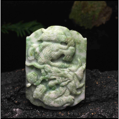 天然獨玉祥龍皮帶扣