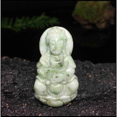 天然獨玉觀音吊墜