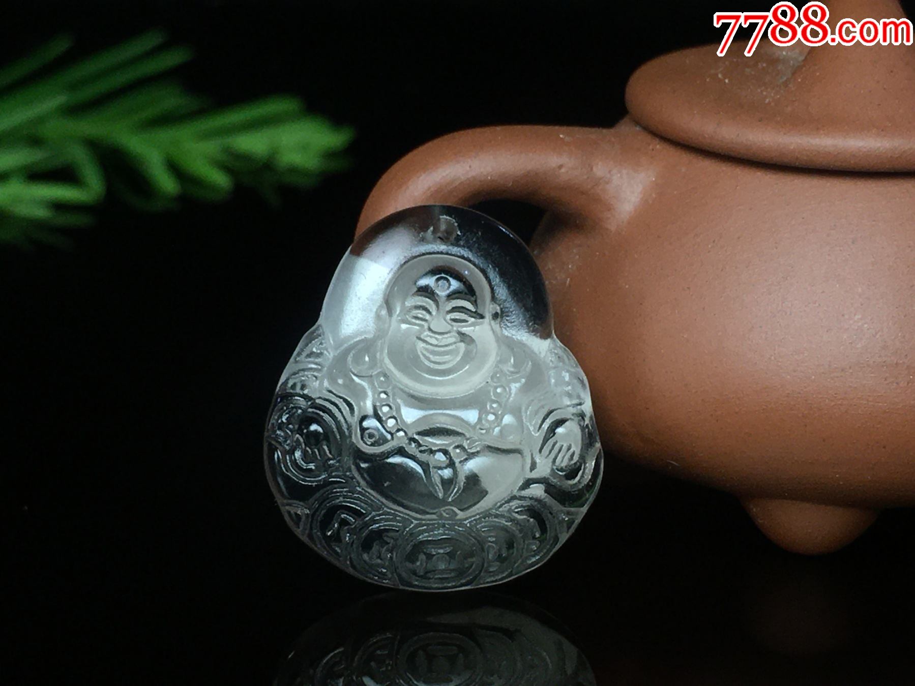 茶色水晶金钱佛佛小吊坠