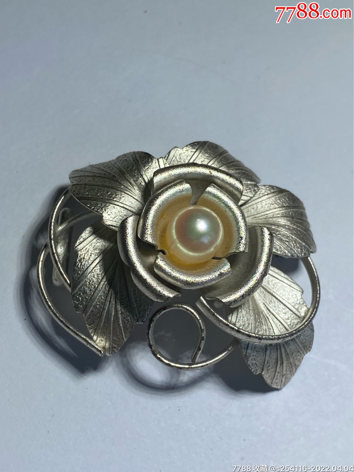 日本制天然海水珍珠项链坠胸针洋银刻印3339mm重952克珍珠7mm特价98