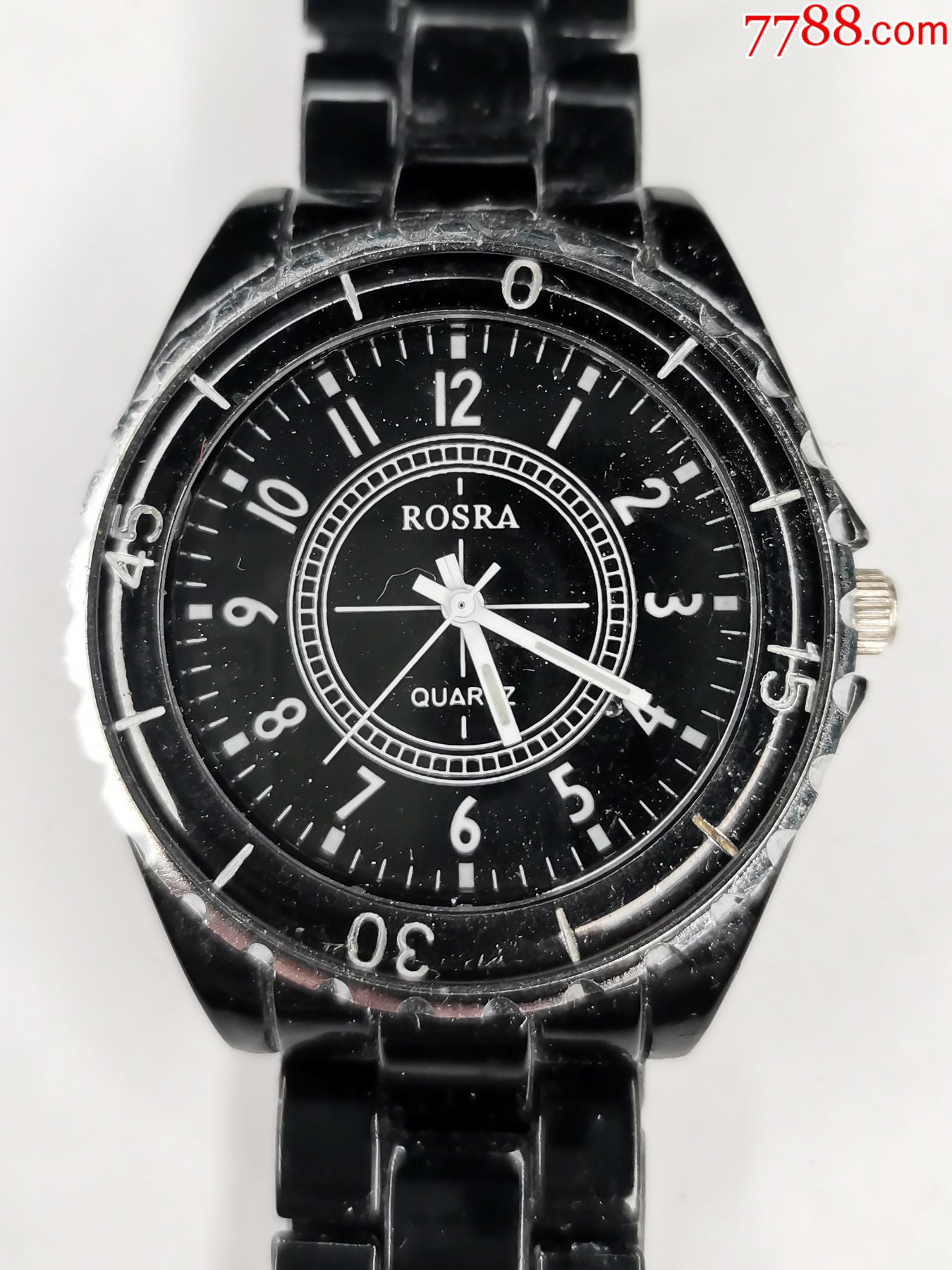 日本回流明莎牌rosra牌石英表手表中古腕表vintage陶瓷表手表国产品相