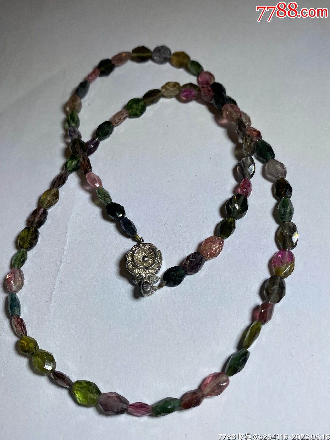 项链纯银925金具长43cm重10克最大珠6*7mm天然碧玺特价580包_价格500