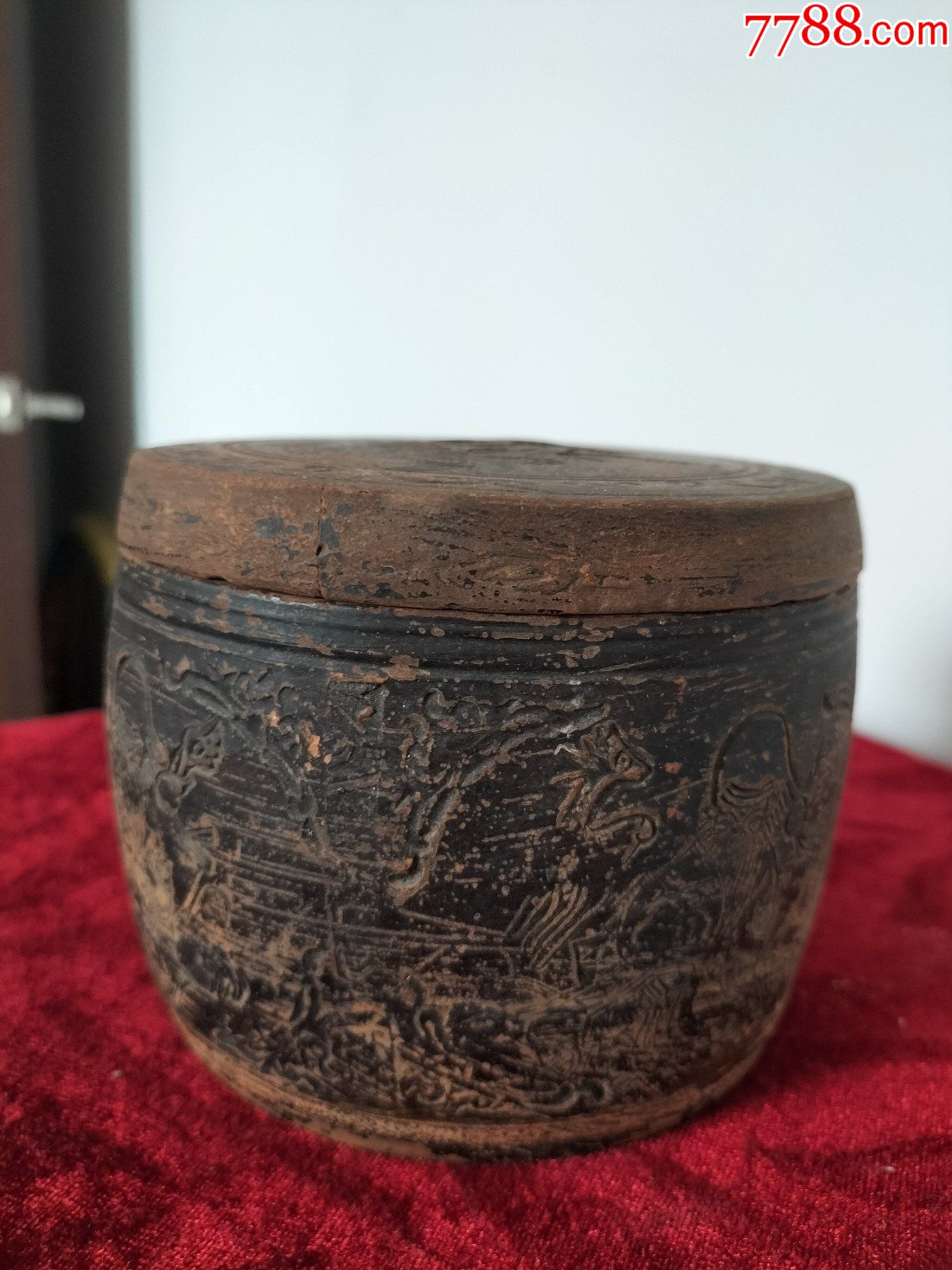 底款回字文大清咸丰三年品老红陶凹凸寿星图老蛐蛐罐蟋蟀罐_价格150元