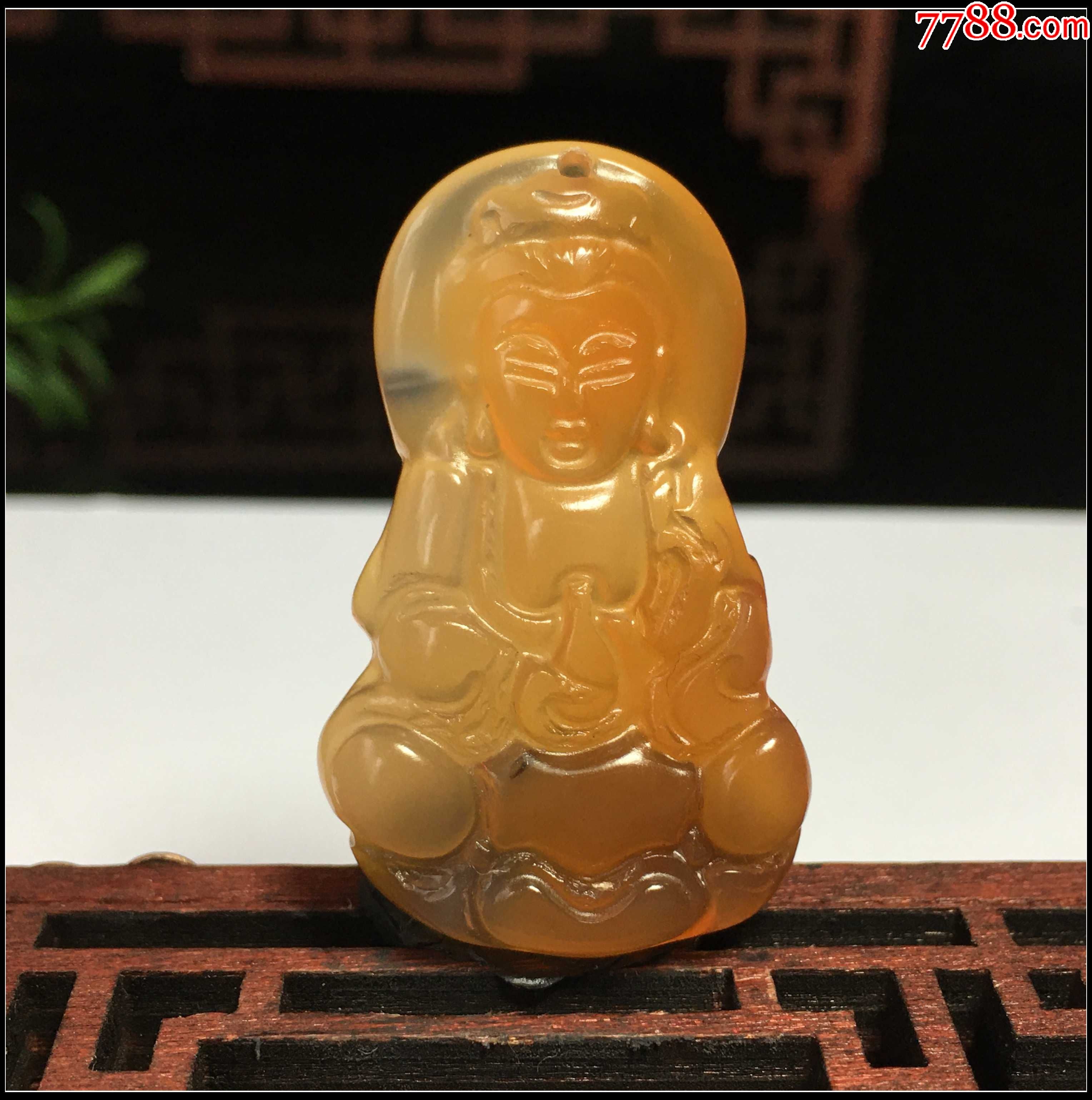 1z118冰种暖橙色玛瑙玉观音吊坠_价格8元_第1张