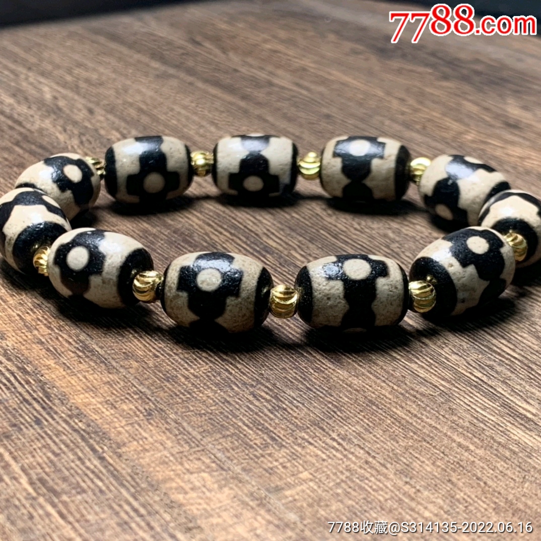 精品高油包浆玛瑙坛城三眼天珠手串,尺寸:约12×16mm,三眼天珠:福禄寿