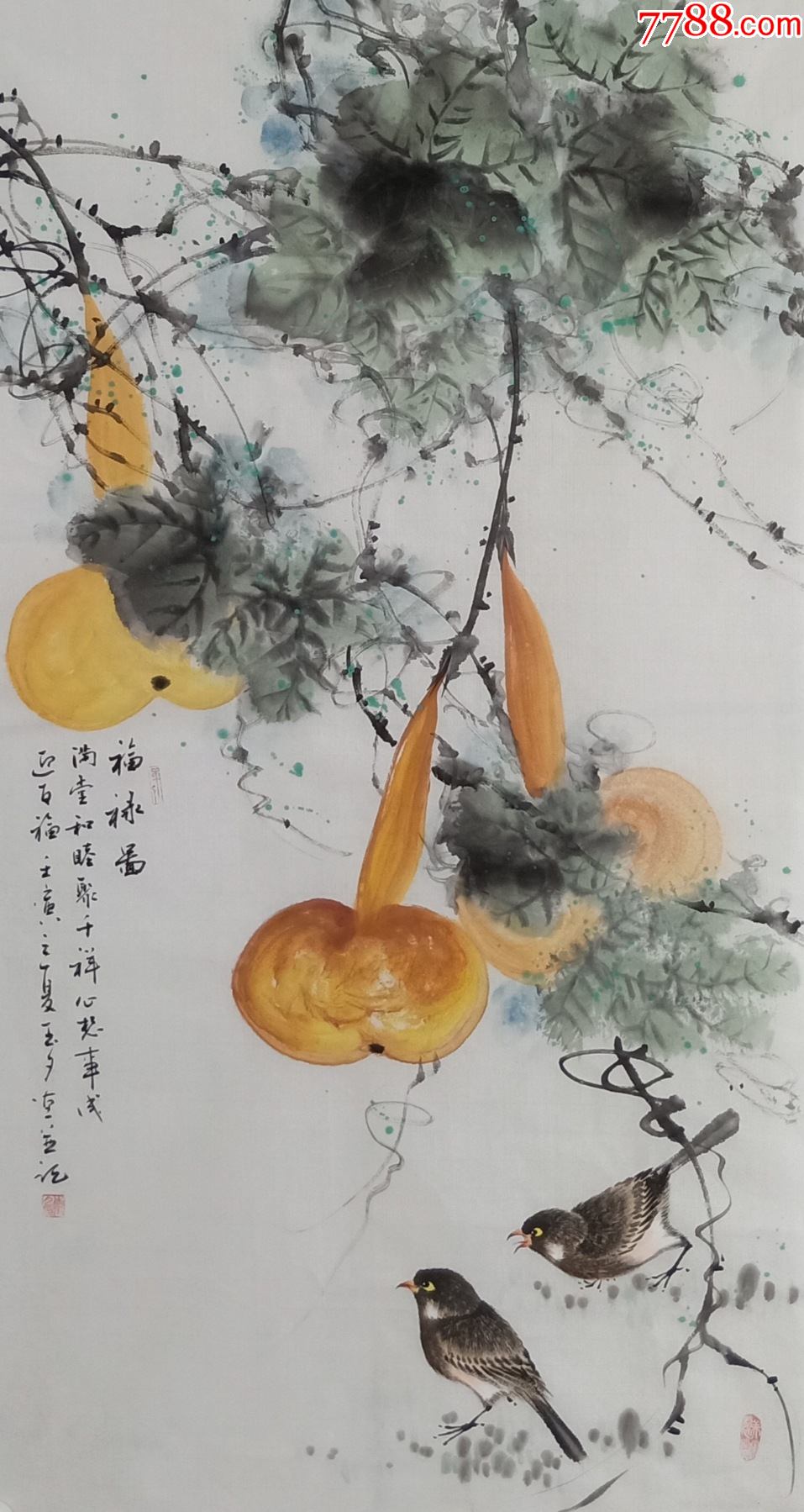 【亦风斋签约画家】国家一级美术师、知名画家李玉夕作品:福禄图_花鸟国画原作_亦风斋书画【7788收藏】