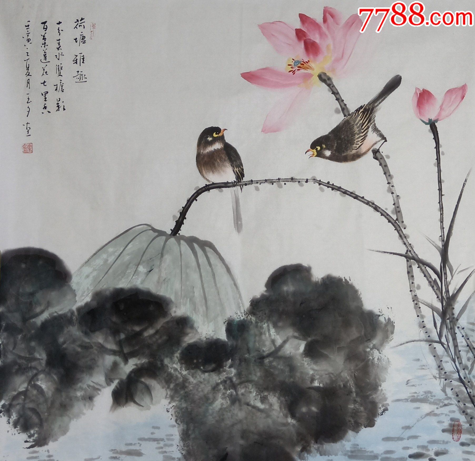 【亦风斋签约画家】国家一级美术师,知名画家李玉夕松作品:荷塘雅趣