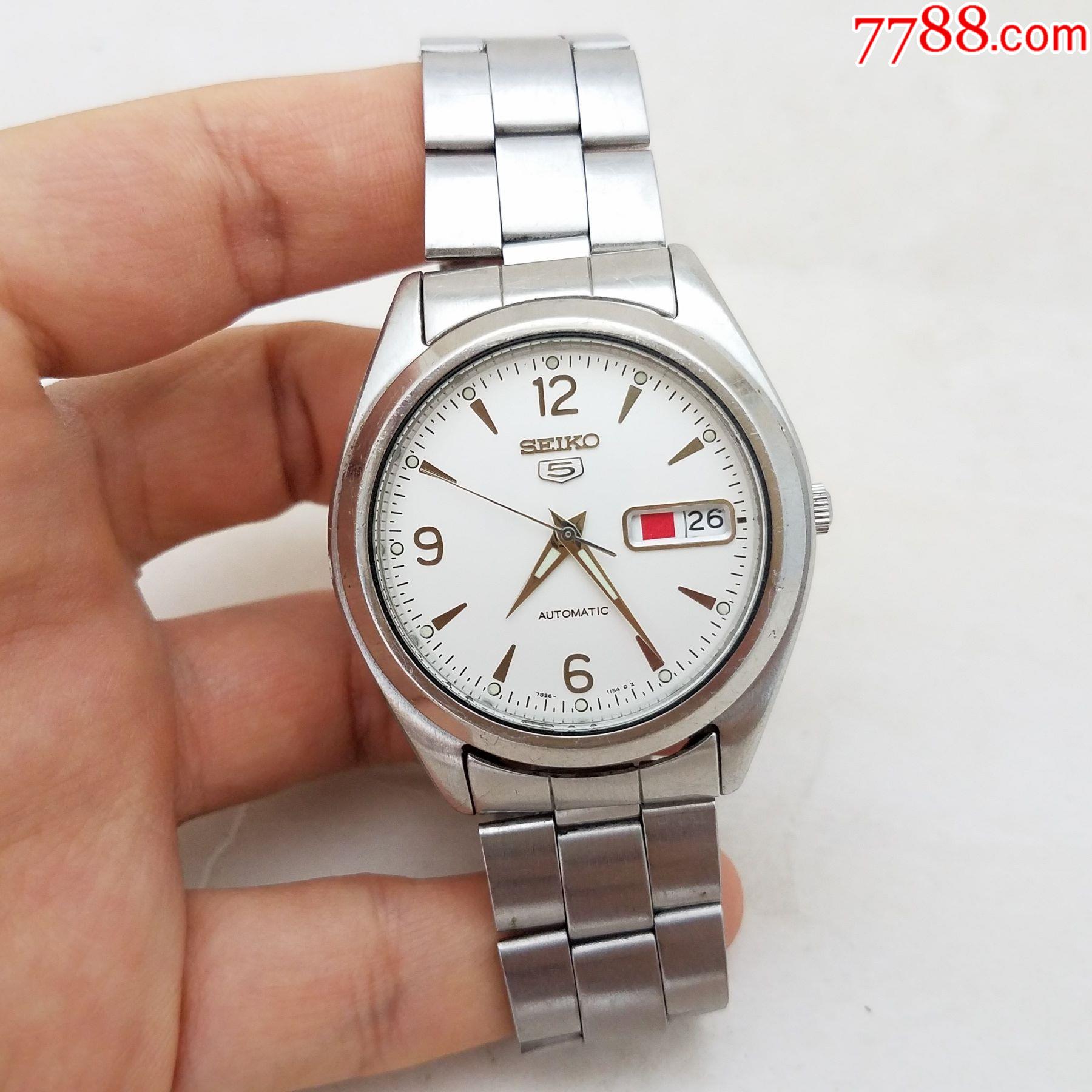 日本精工5号系列自动机械男表【7S26机芯,透明底盖】【能走时,日历好使】_手表/腕表_侨乡二手表行【7788收藏__收藏热线】