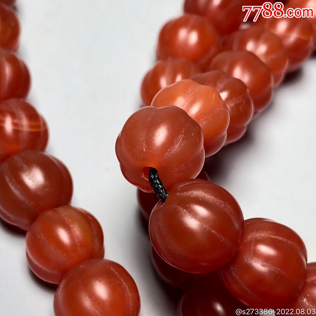 乡下老者珍藏多年红玛瑙瓜珠项链尺寸约:10毫米*108颗红玛瑙据说_价格