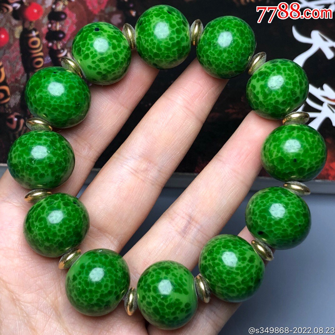 回流老料琉璃青蛙皮手链尺寸:19毫米12颗琉璃自古以来都是宫廷皇_琉璃