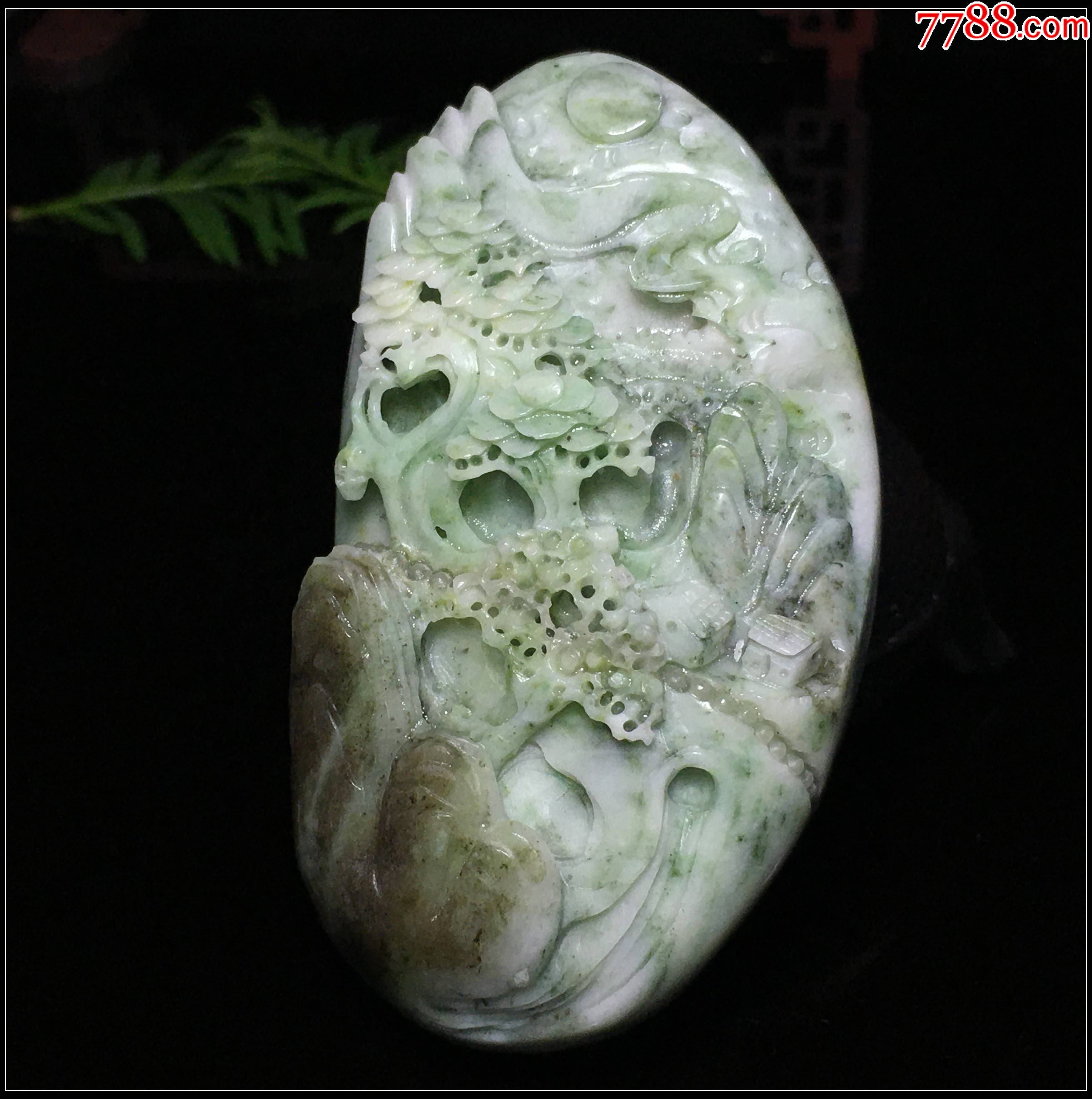 0258天然獨山玉俏色山水把玩件_價格248元_第3張_